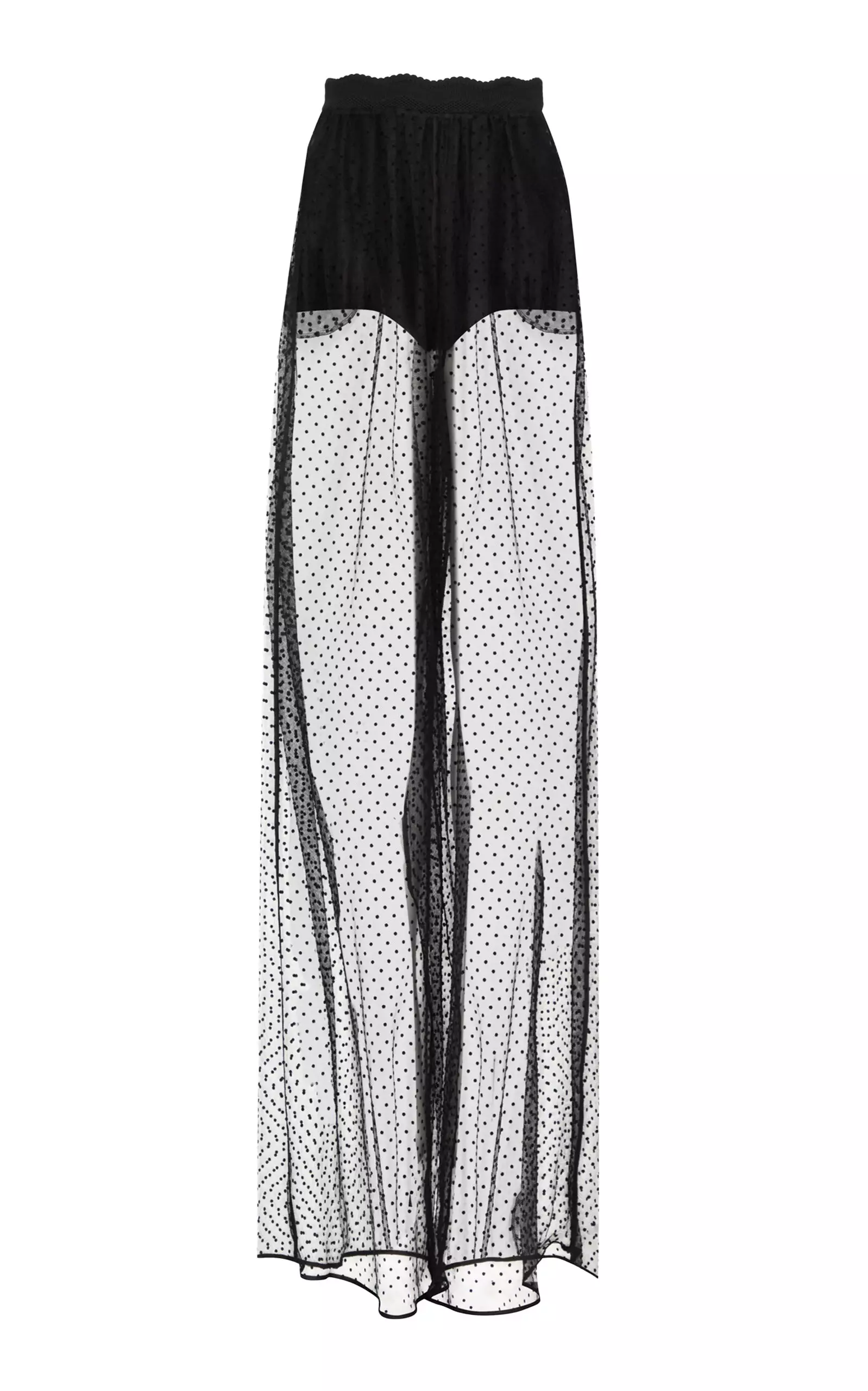Polka-Dot Mesh Wide-Leg Pants