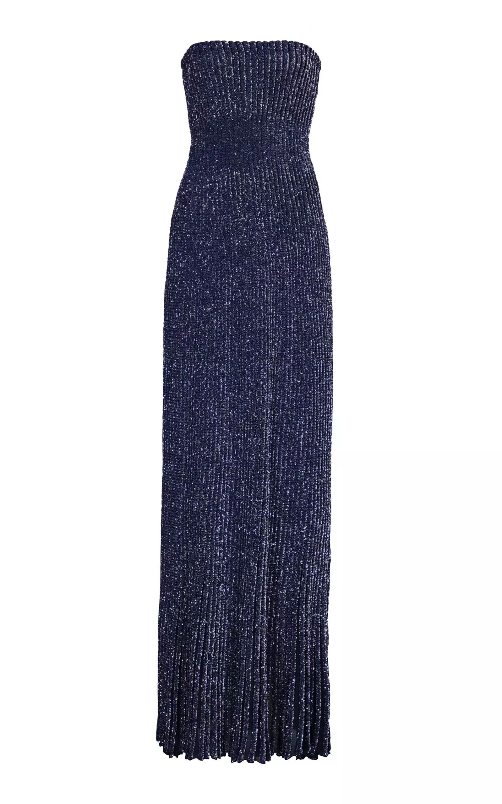 Strapless Ribbed-Knit Maxi Dress