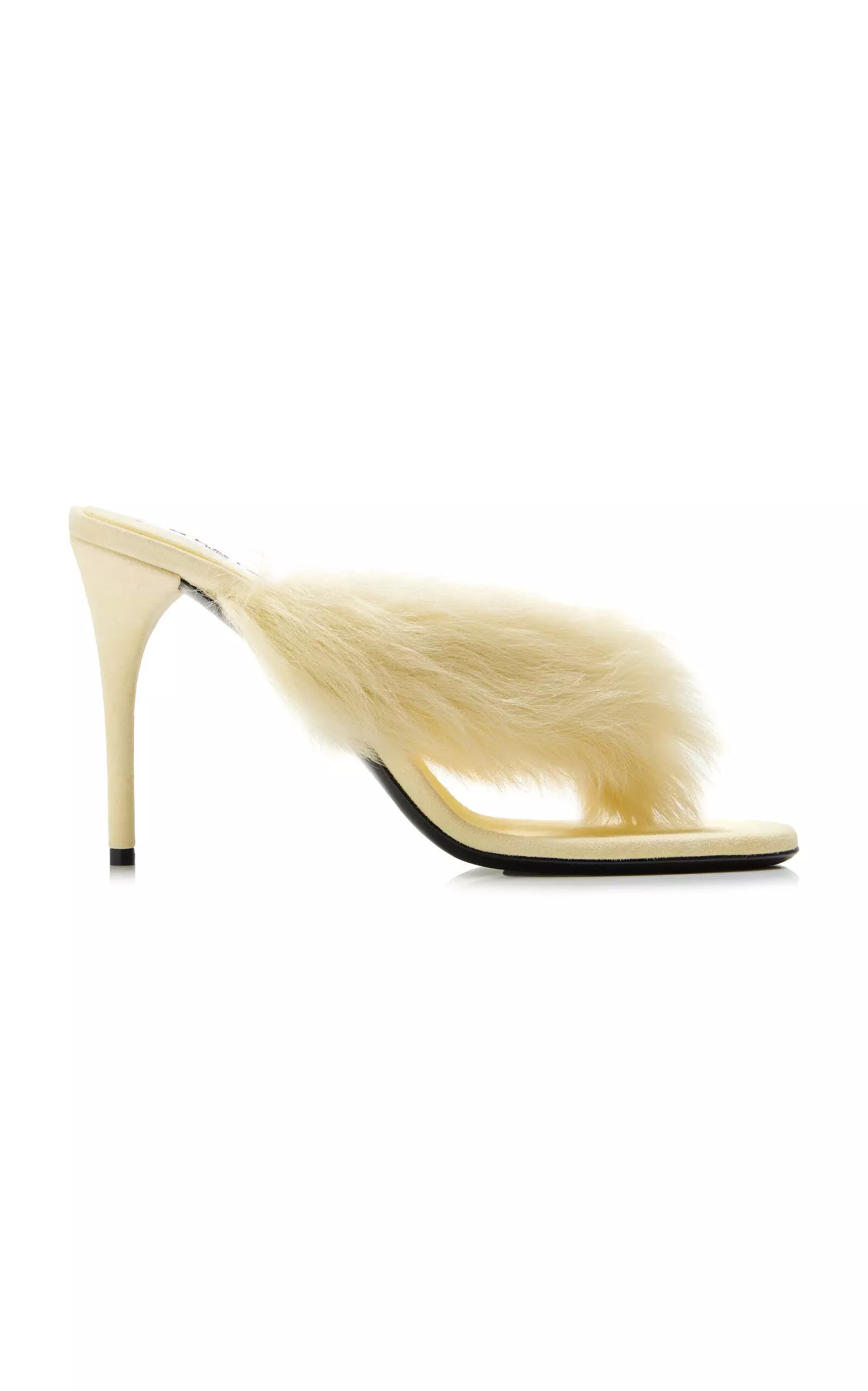 Shearling-Trimmed Suede Thong Sandals