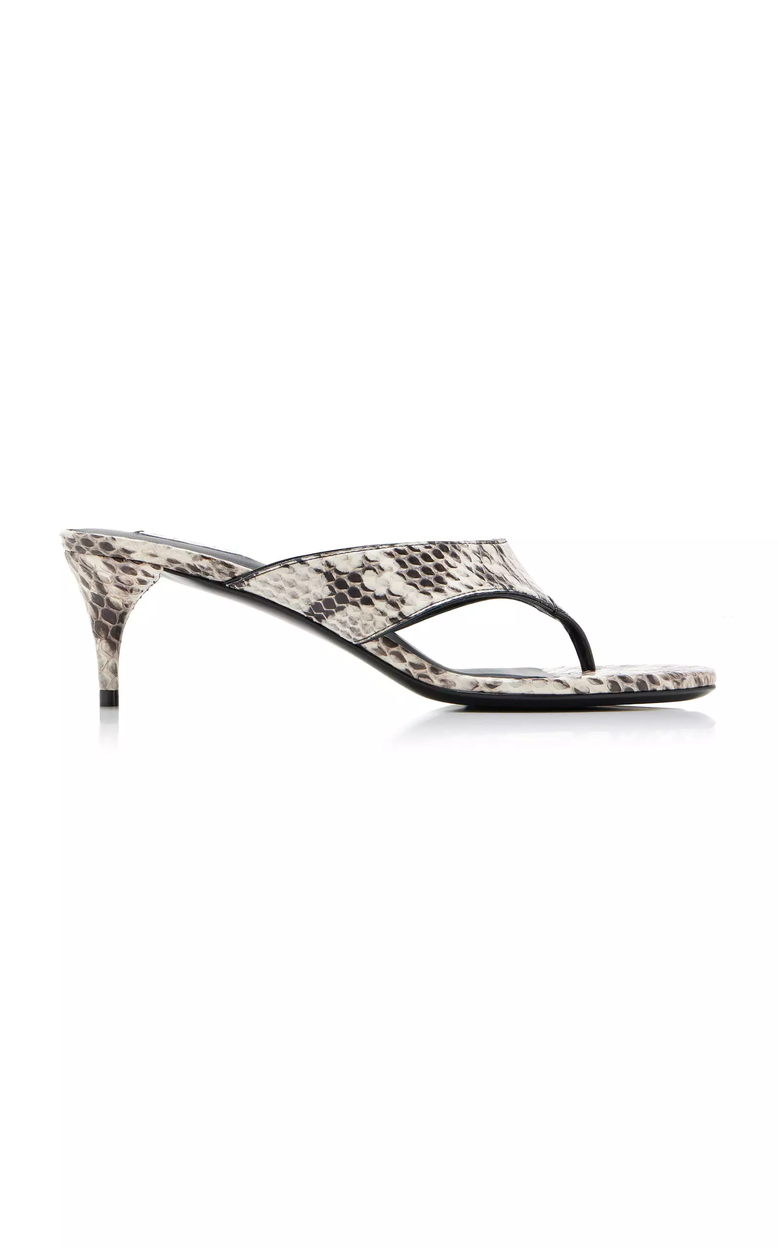 Infradito Snake-Effect Leather Thong Sandals