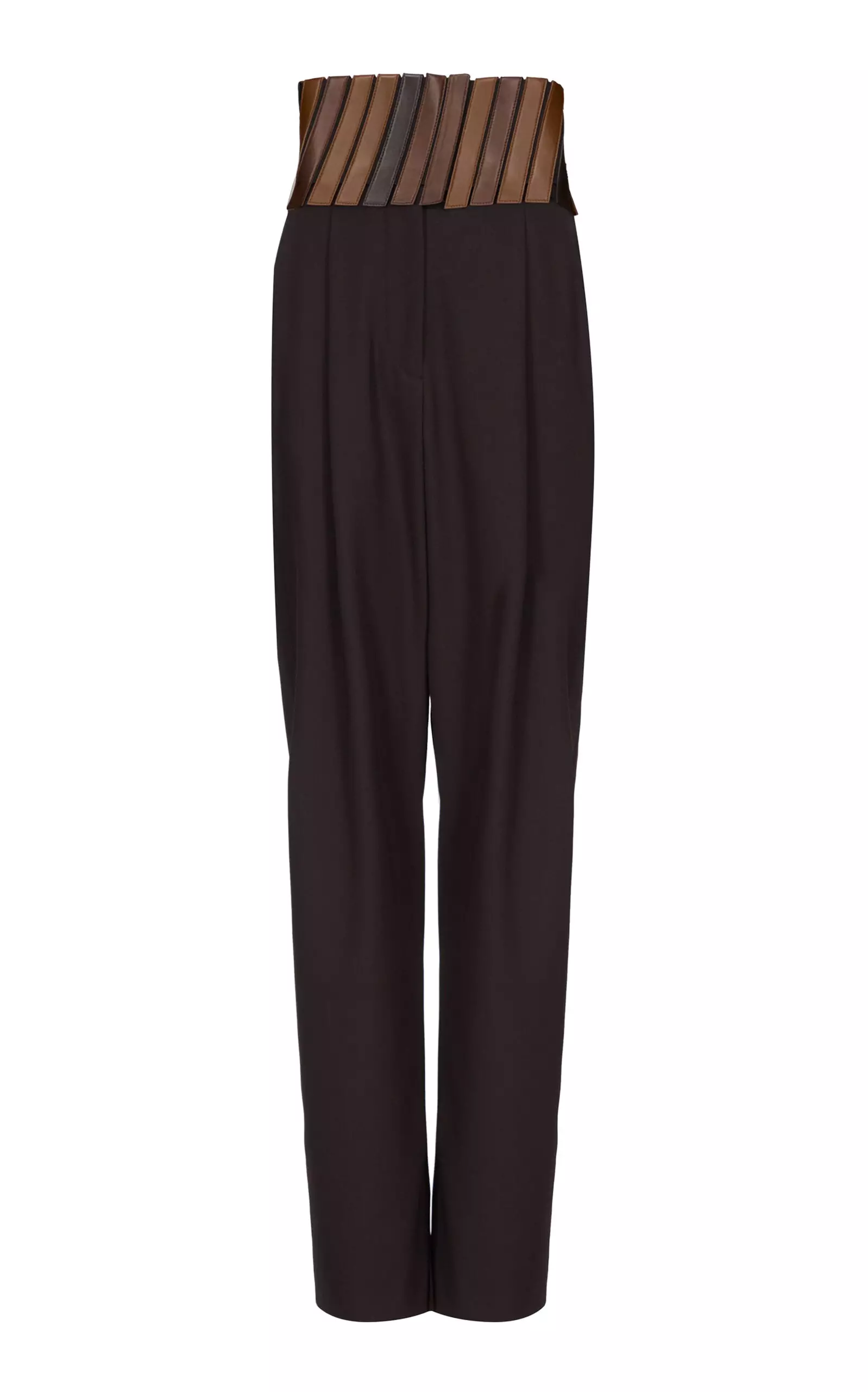 Belted Wool Straight-Leg Pants