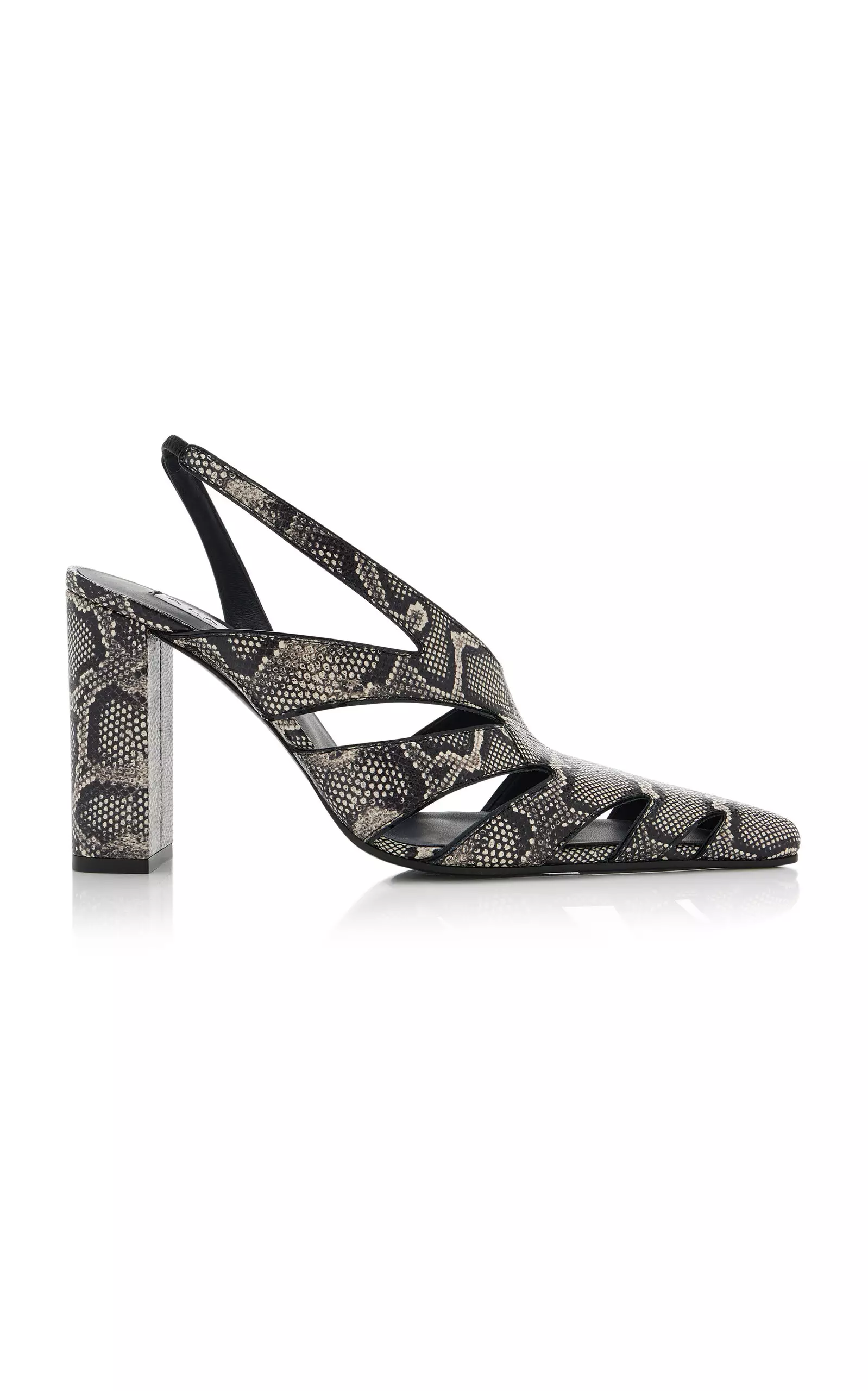 Snake-Effect Leather Slingback Pumps