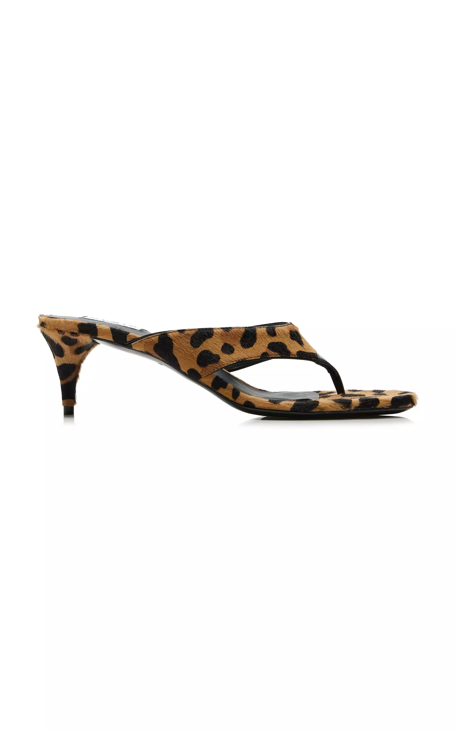 Infradito Leopard-Print Pony Hair Thong Sandals