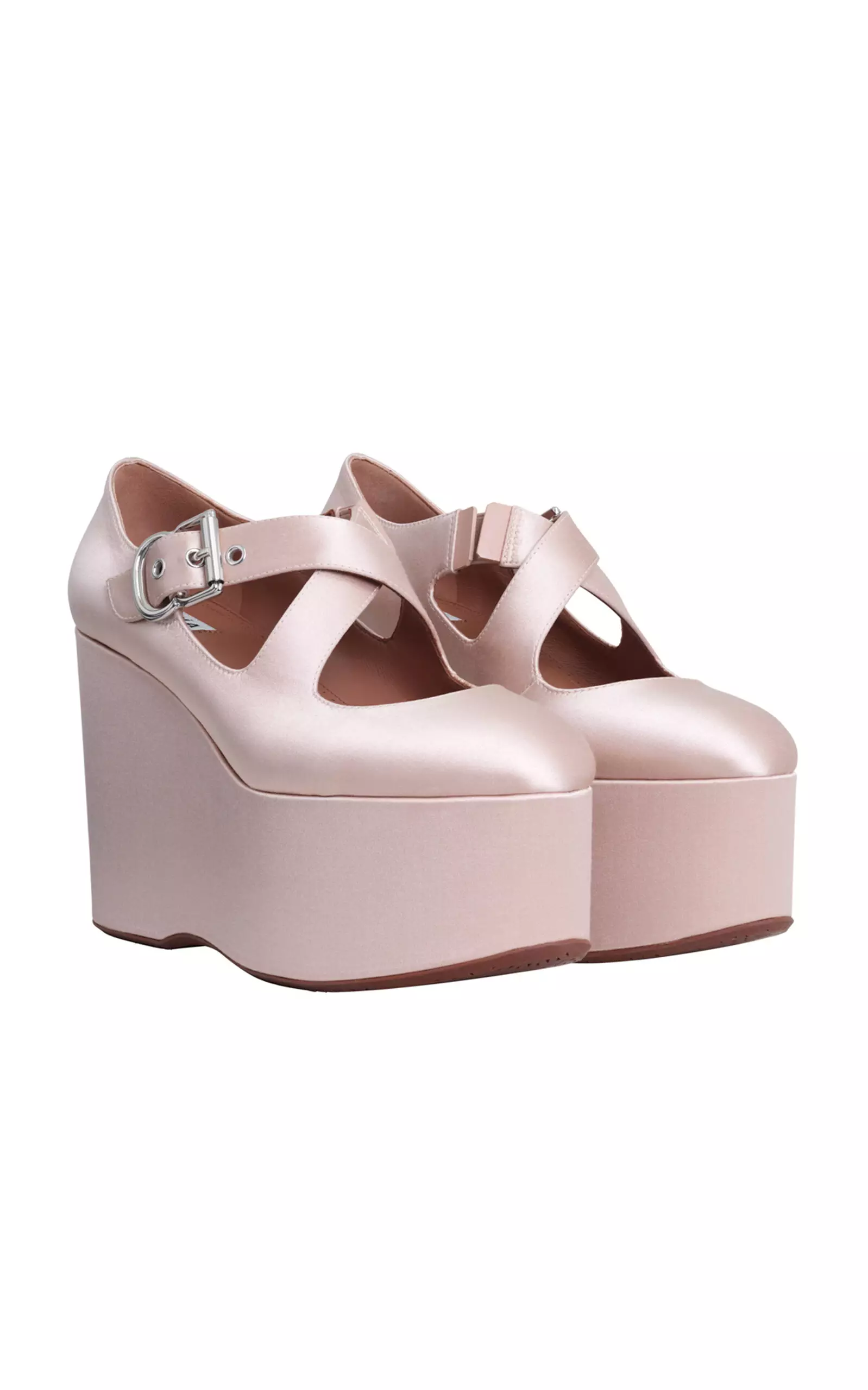 Criss-Cross Satin Platform Pumps