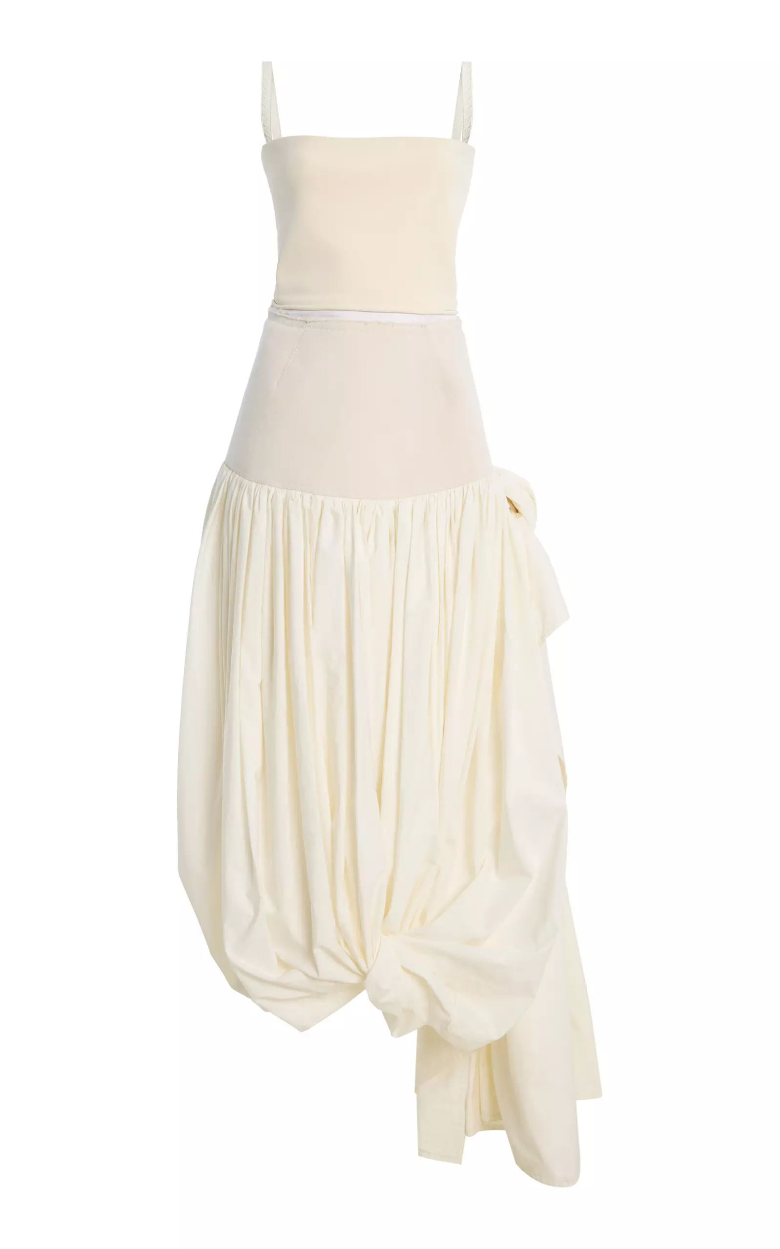 Draped Wool Gabardine Midi Dress