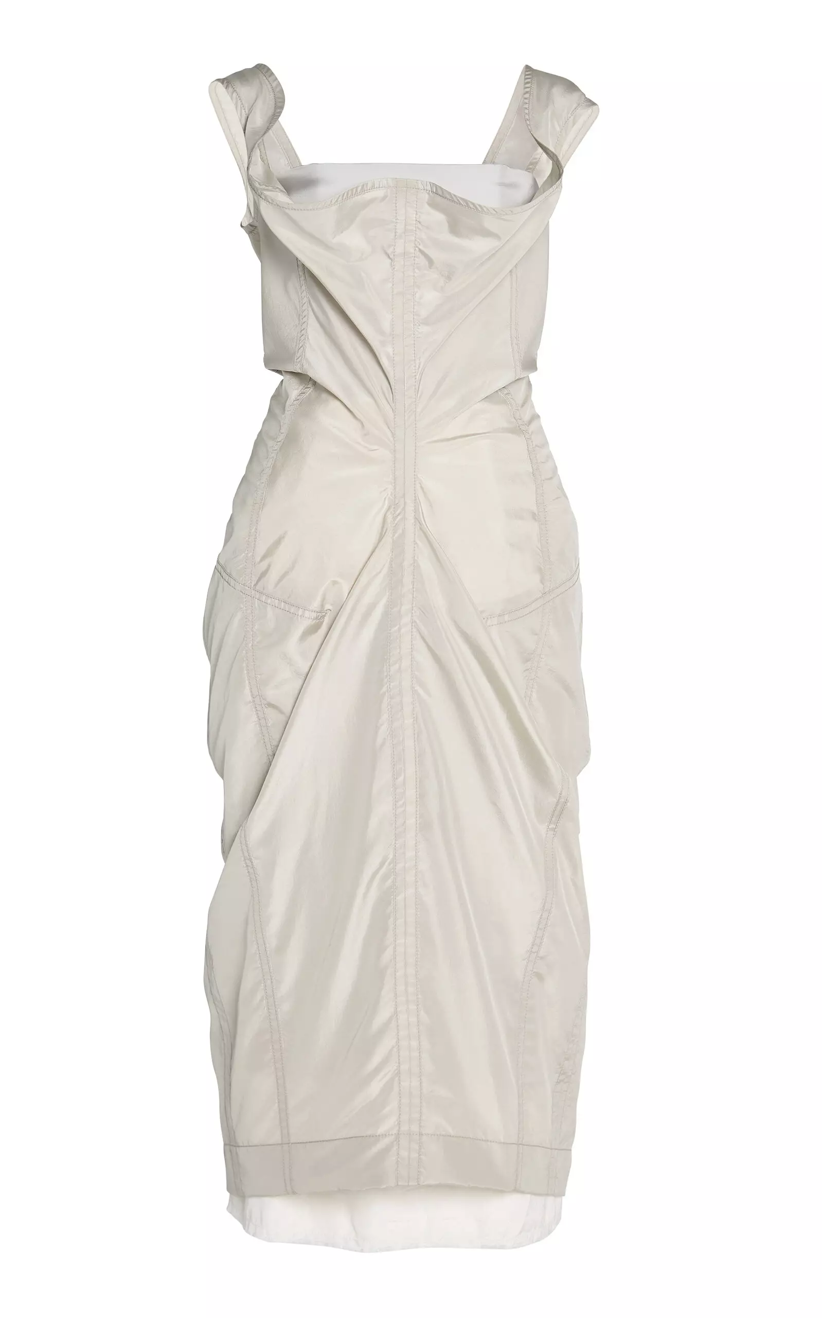 Draped Washed Silk Taffeta Midi Dress