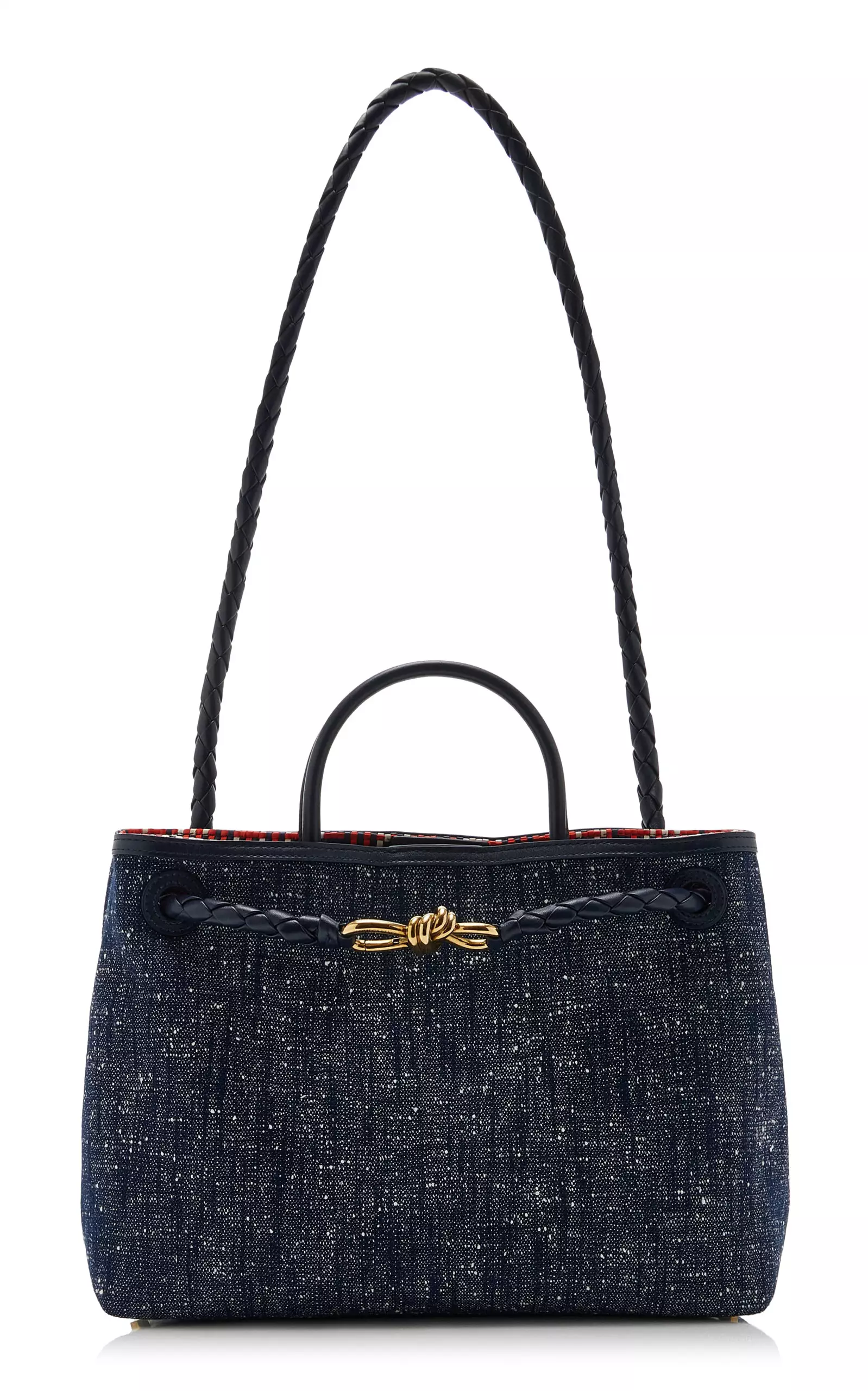 Medium Andiamo Denim-Boucle Shoulder Bag