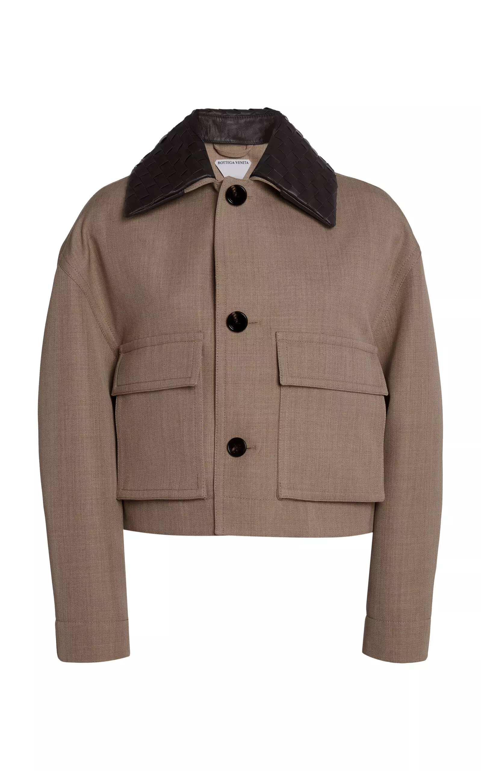 Intrecciato-Collar Wool-Twill Jacket