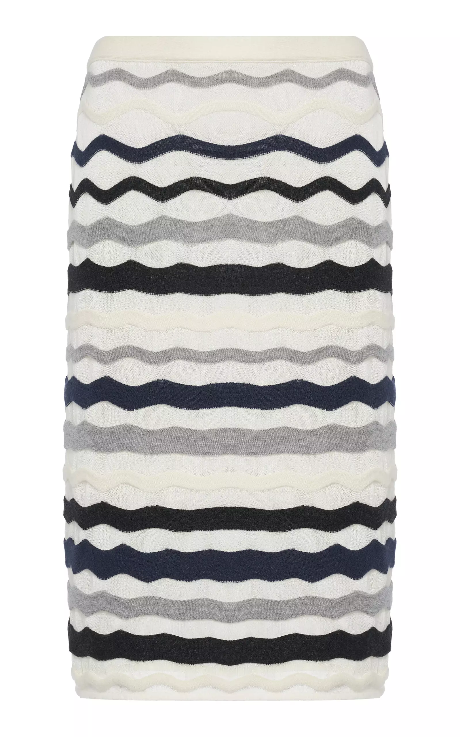 Wavy-Knit Cotton-Blend Midi Skirt