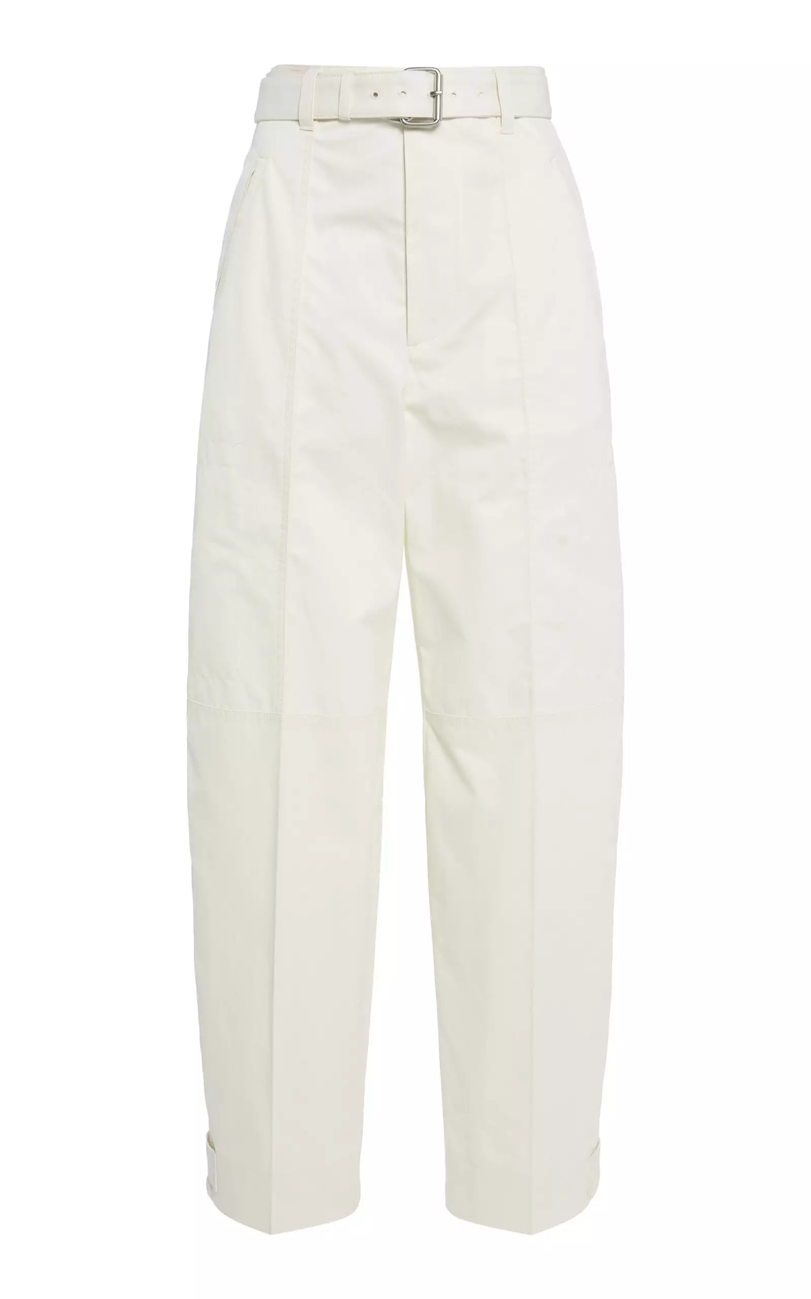 Belted Cotton Barrel Pants