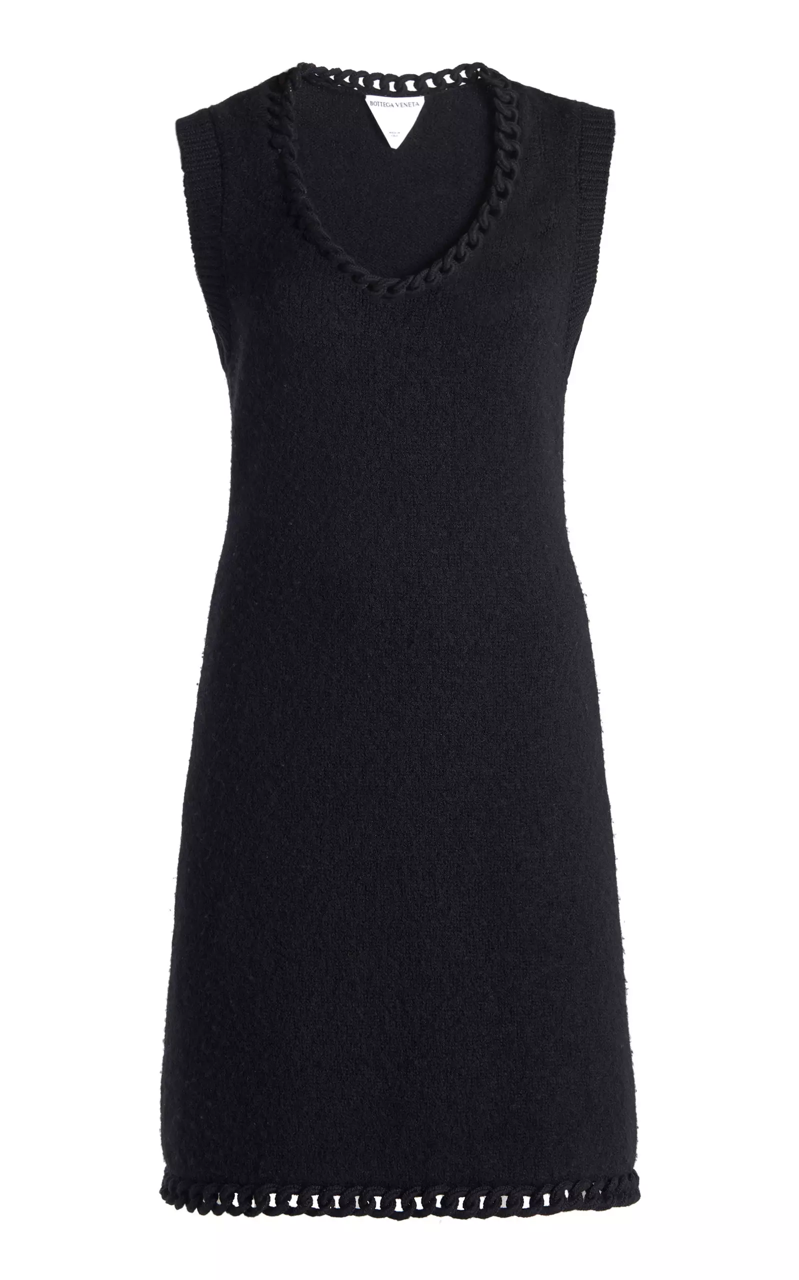 Chain-Detailed Wool Knit Mini Dress