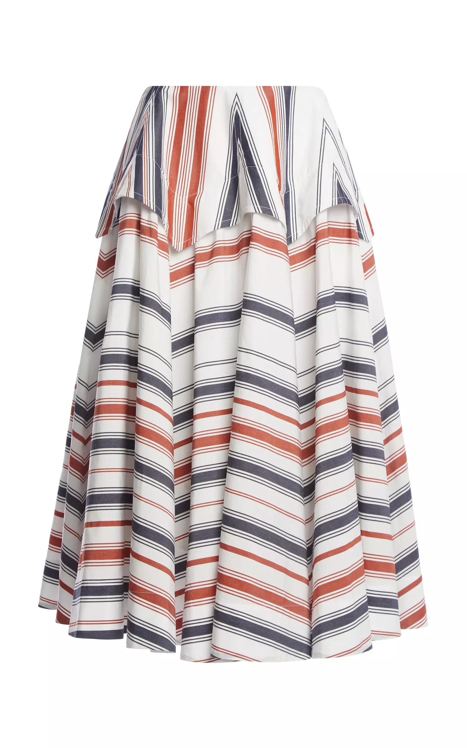 Drop-Waist Cotton-Linen Midi Skirt