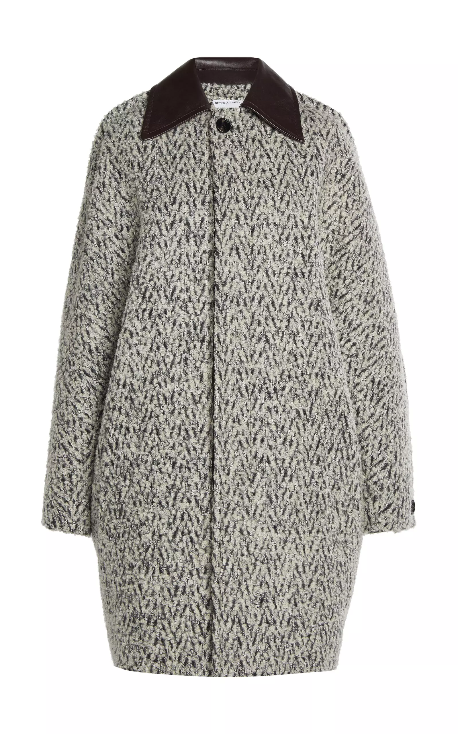 Chevron Bouclé Wool-Blend Coat