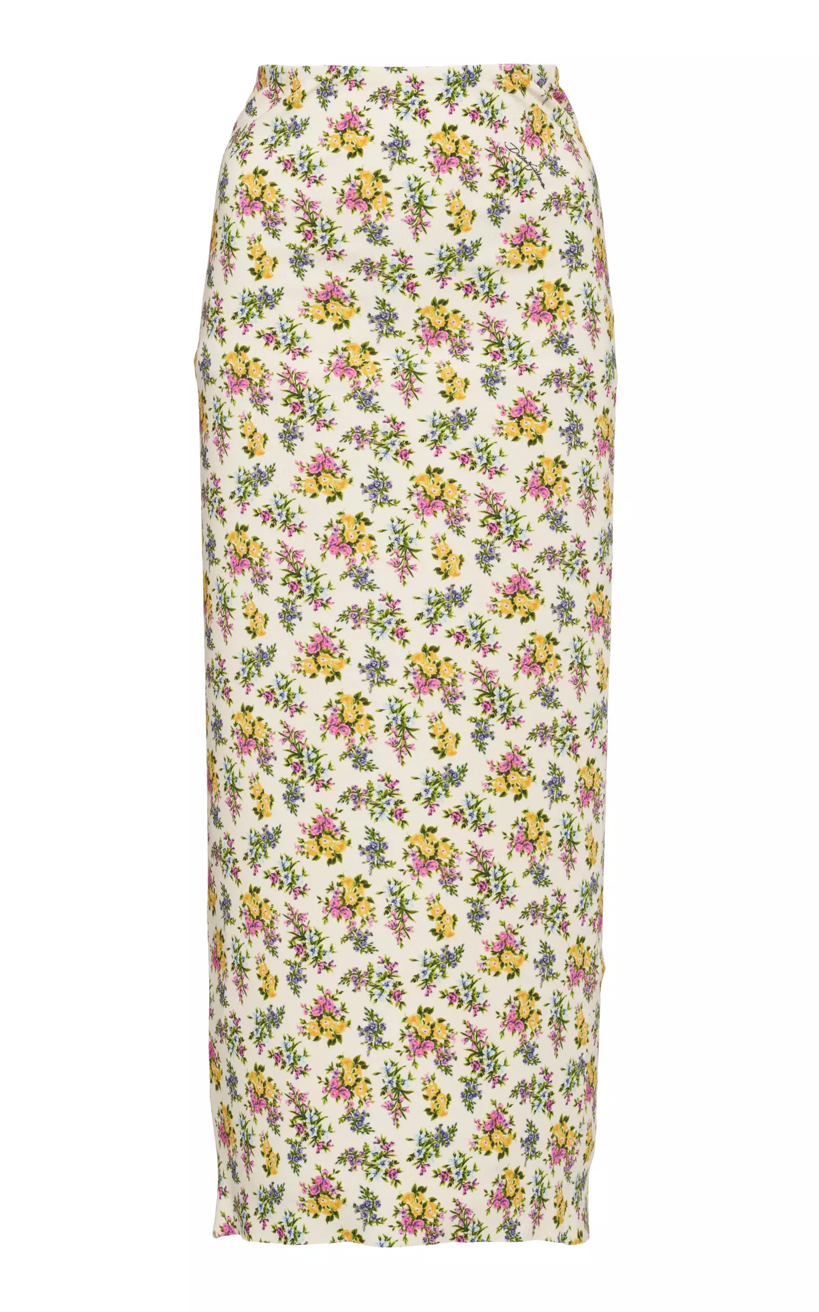 Floral-Print Knitted Midi Skirt