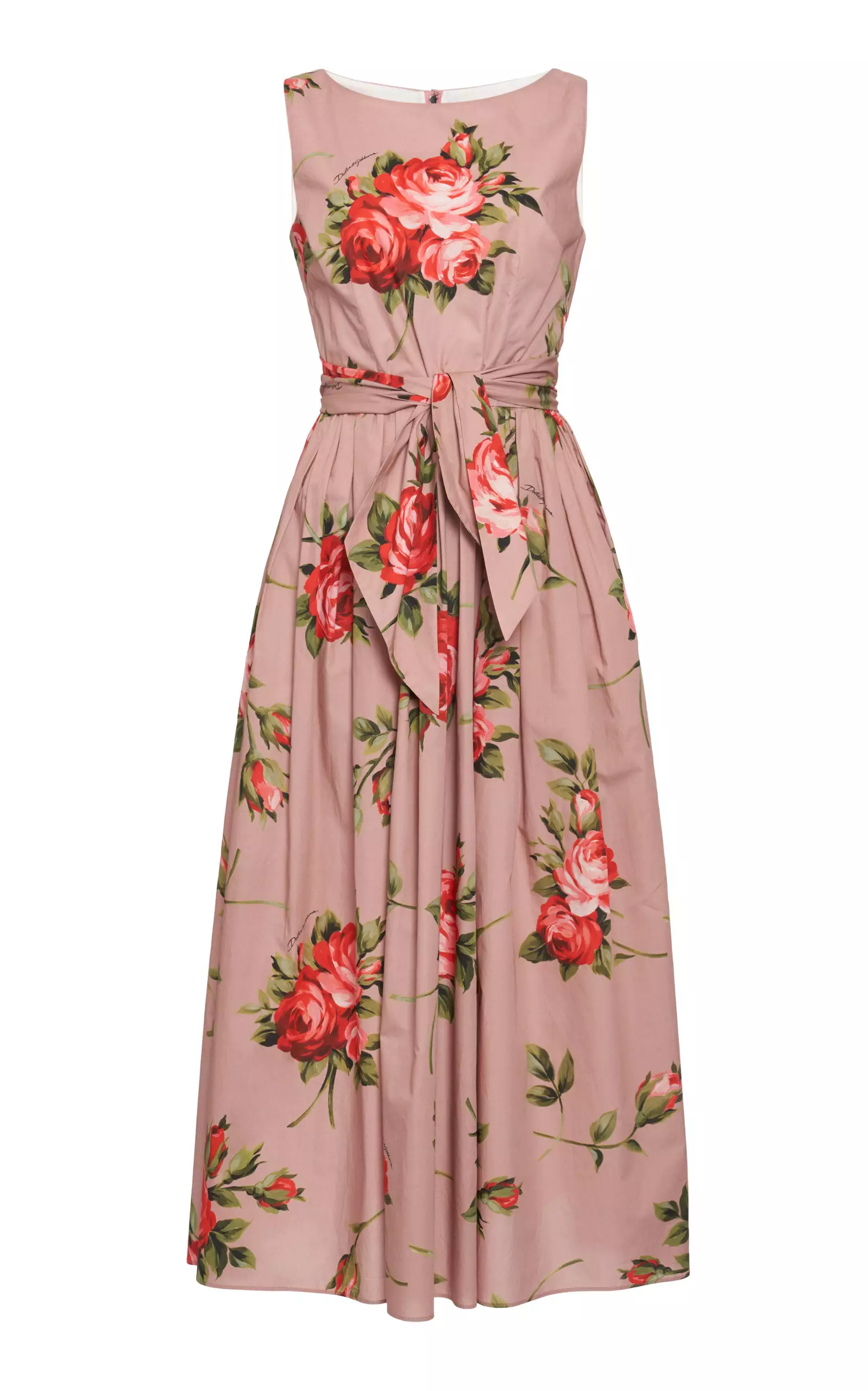 Bouquet-Print Cotton Midi Dress