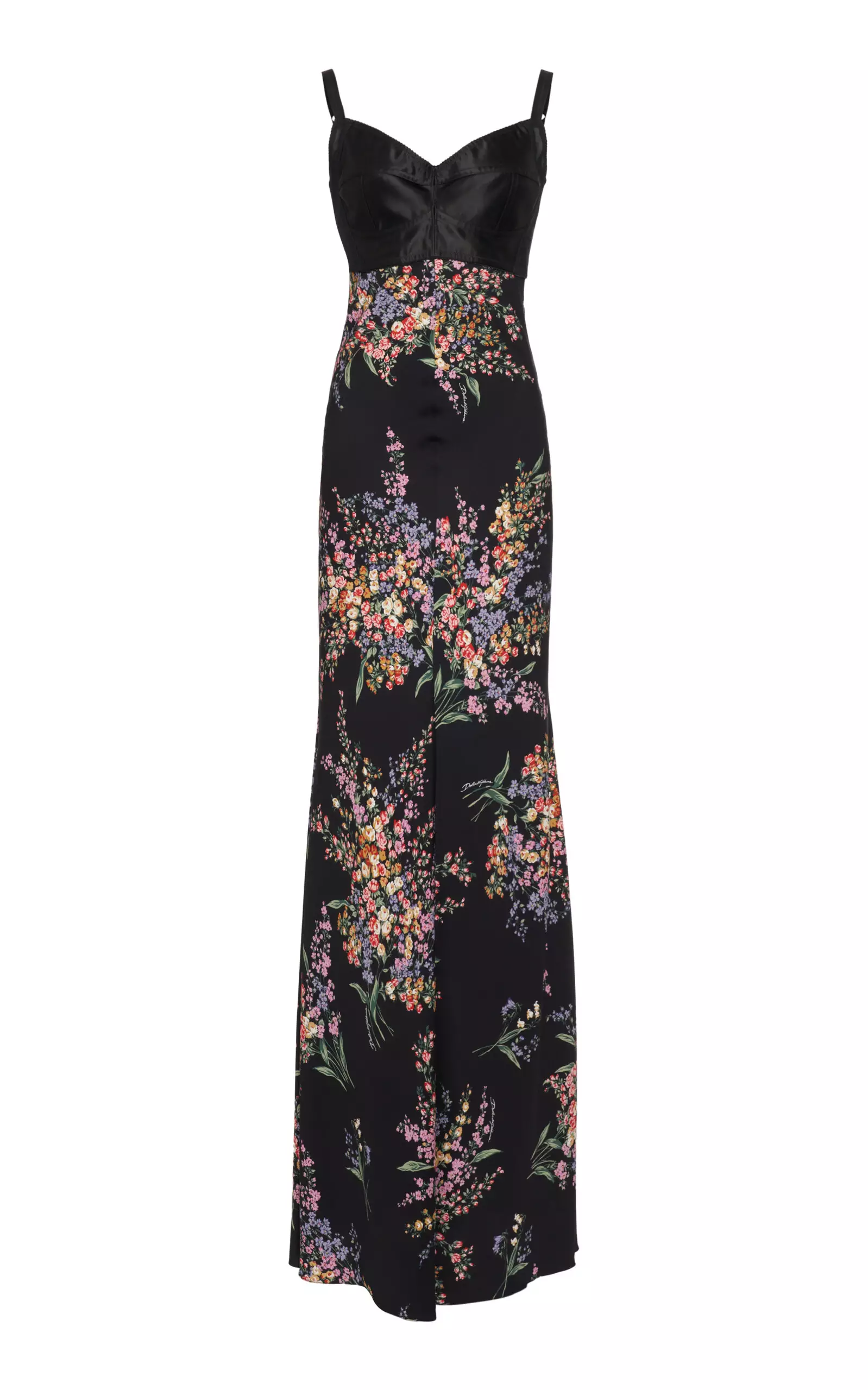 Sicilian Silk Charmeuse Floral Maxi Dress