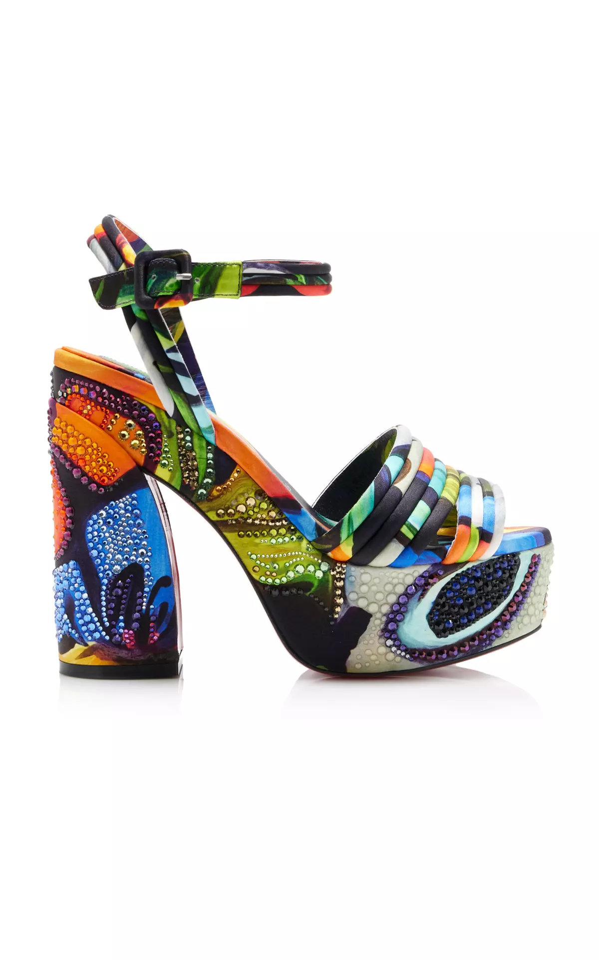 Exclusive Riviera Jane Disco Crystal-Embellished Printed Satin Platform Sandals