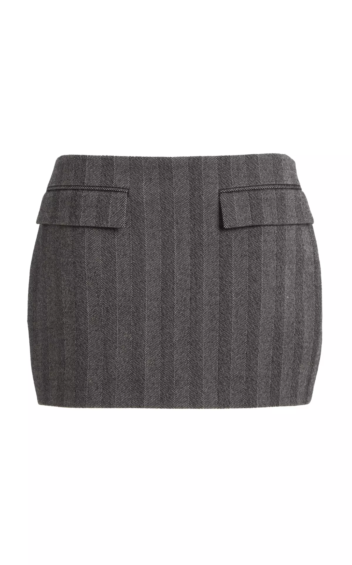 Herringbone Stretch-Wool Mini Skirt
