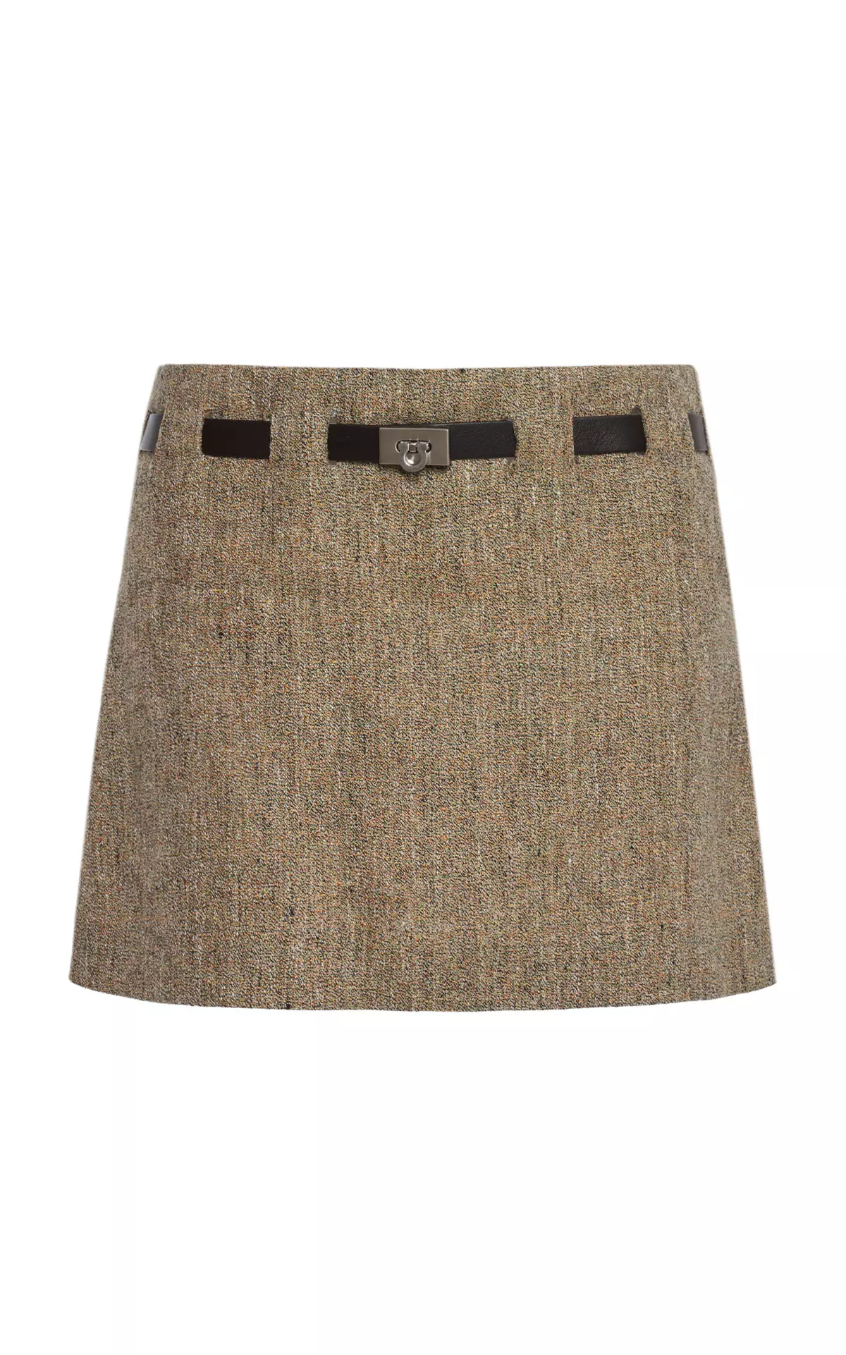Belted Linen Mini Skirt