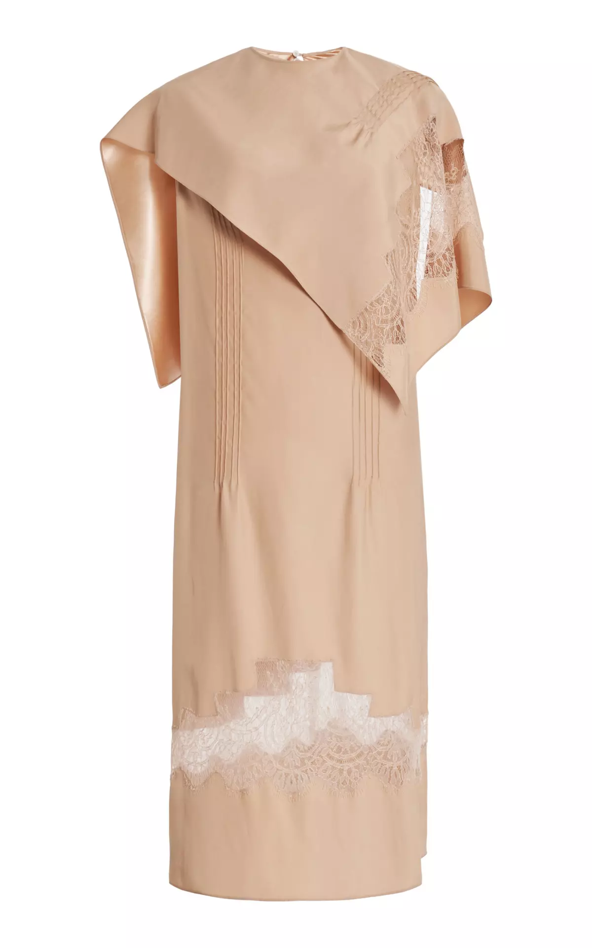 Lace-Trimmed Organic Silk Midi Dress