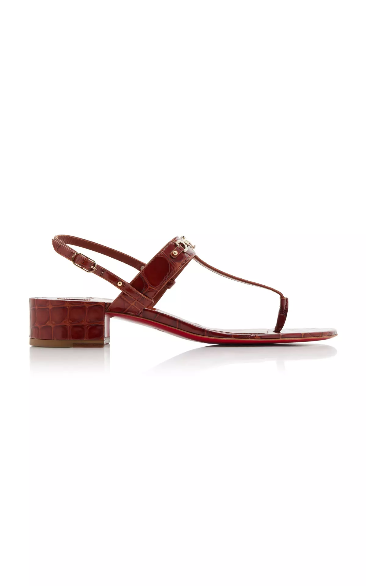 MJ Thong 25mm Croc-Embossed Leather Sandals
