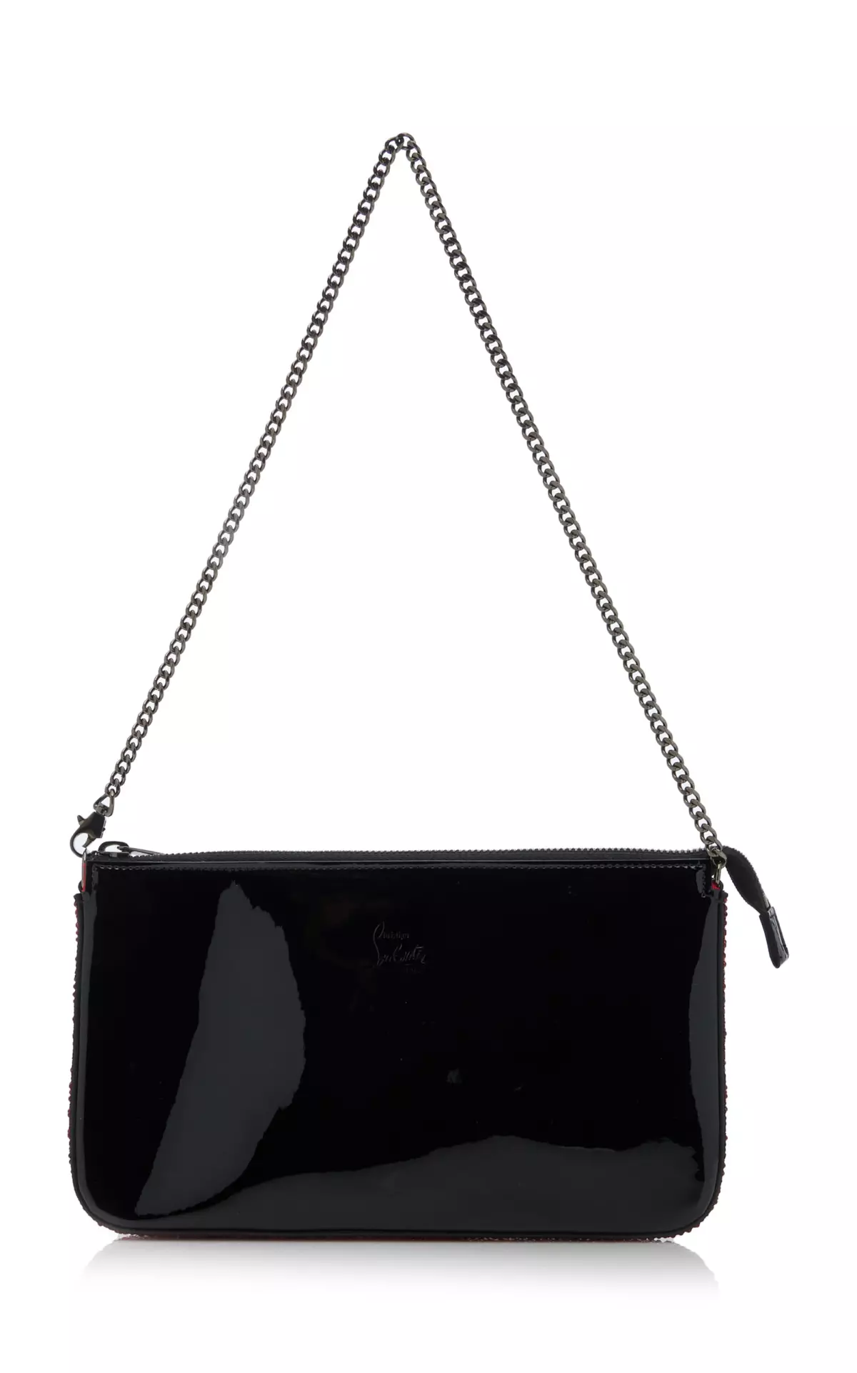 Loubila Crystal-Embellished Patent Leather Clutch