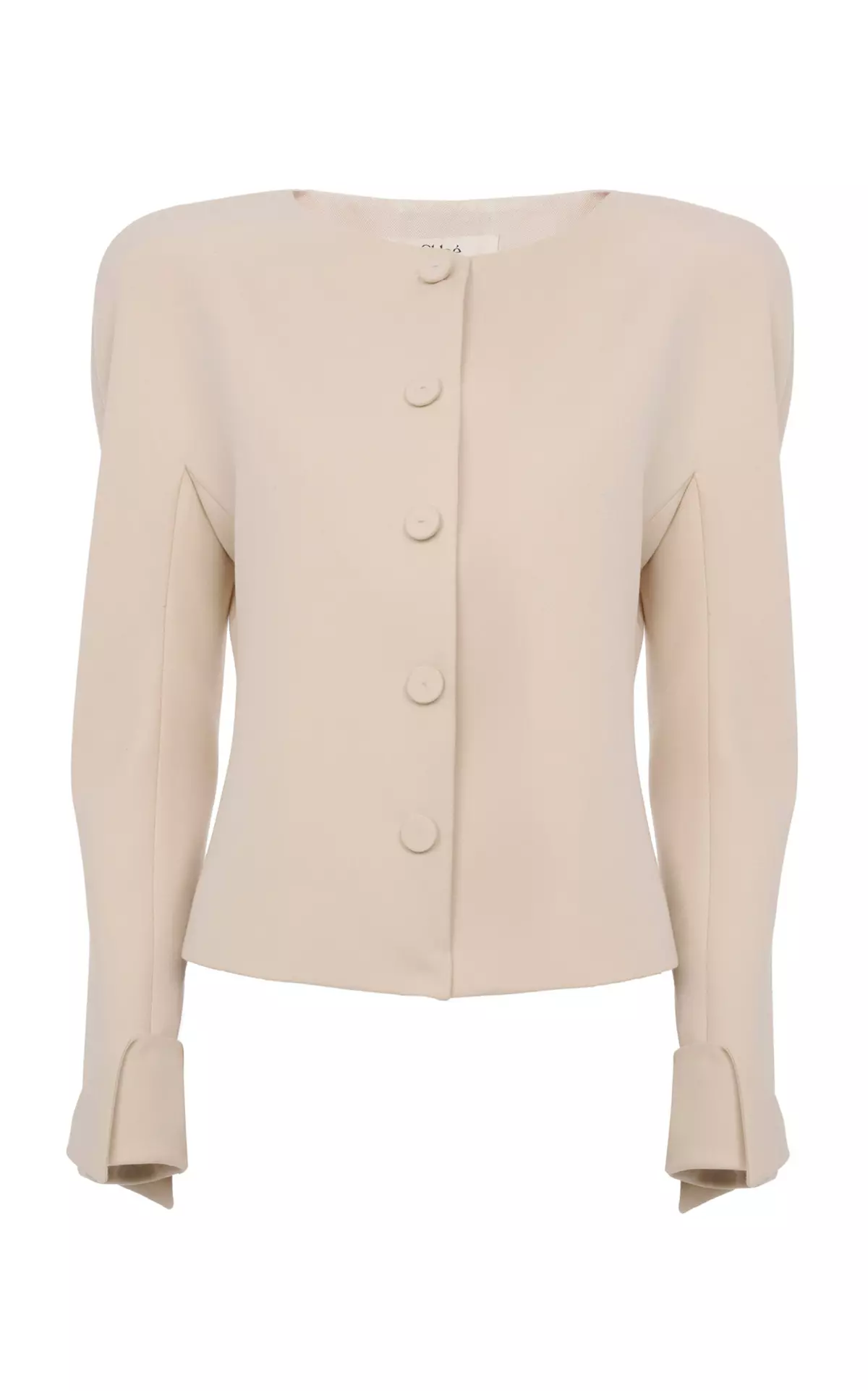 Cinched Collarless Wool Jacket