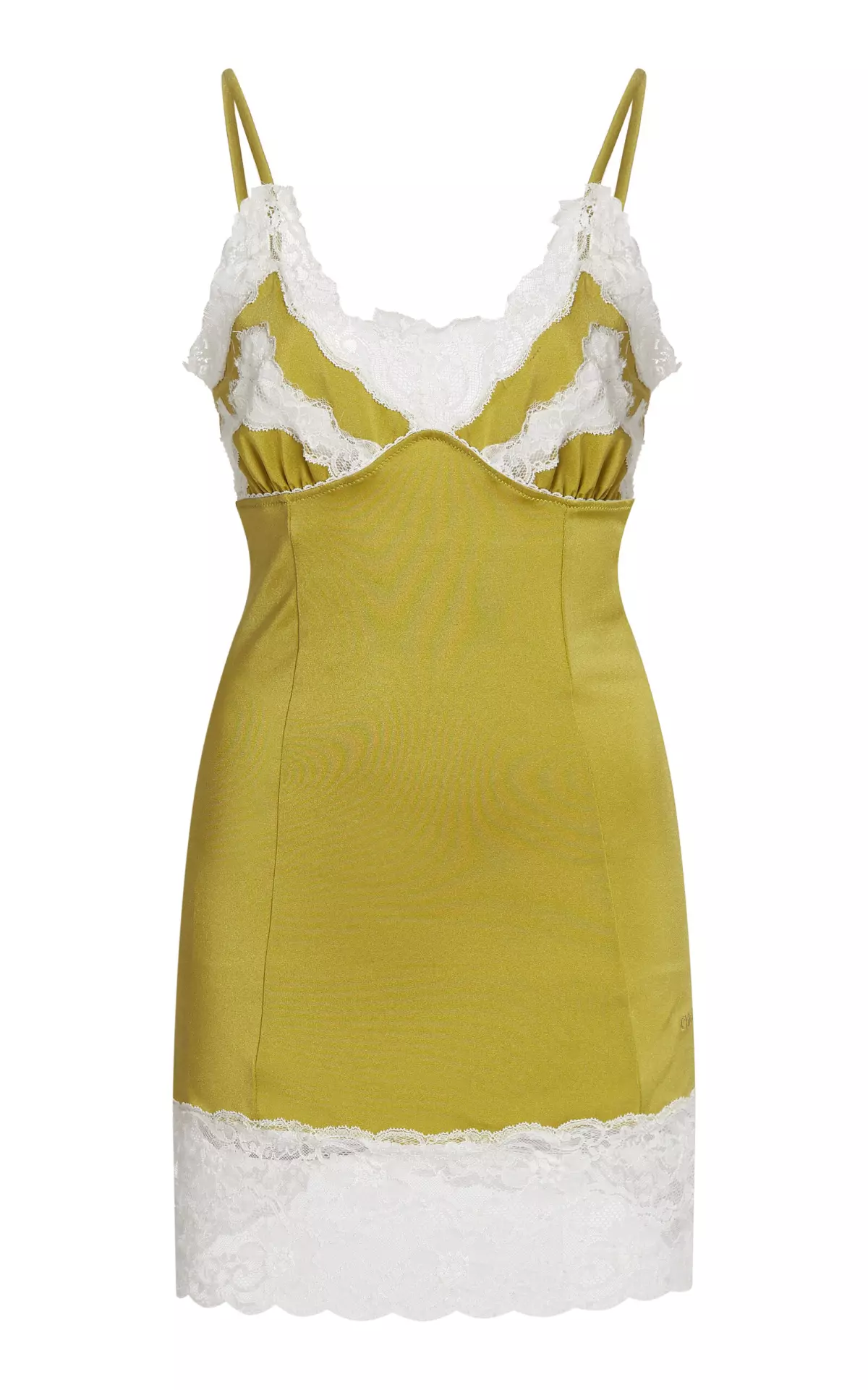 Lace-Trimmed Satin Mini Dress