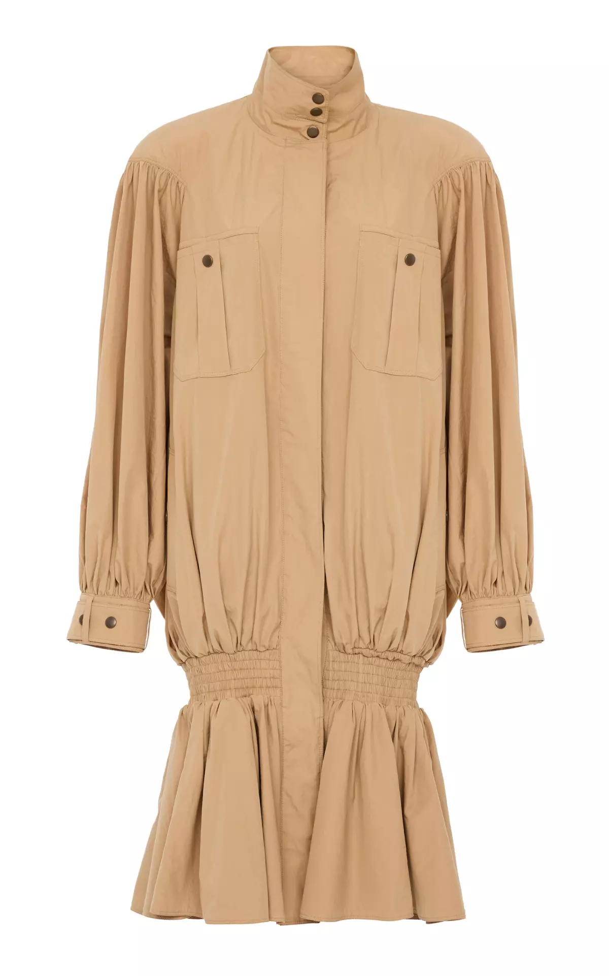 Peplum-Hem Cotton Trench Coat