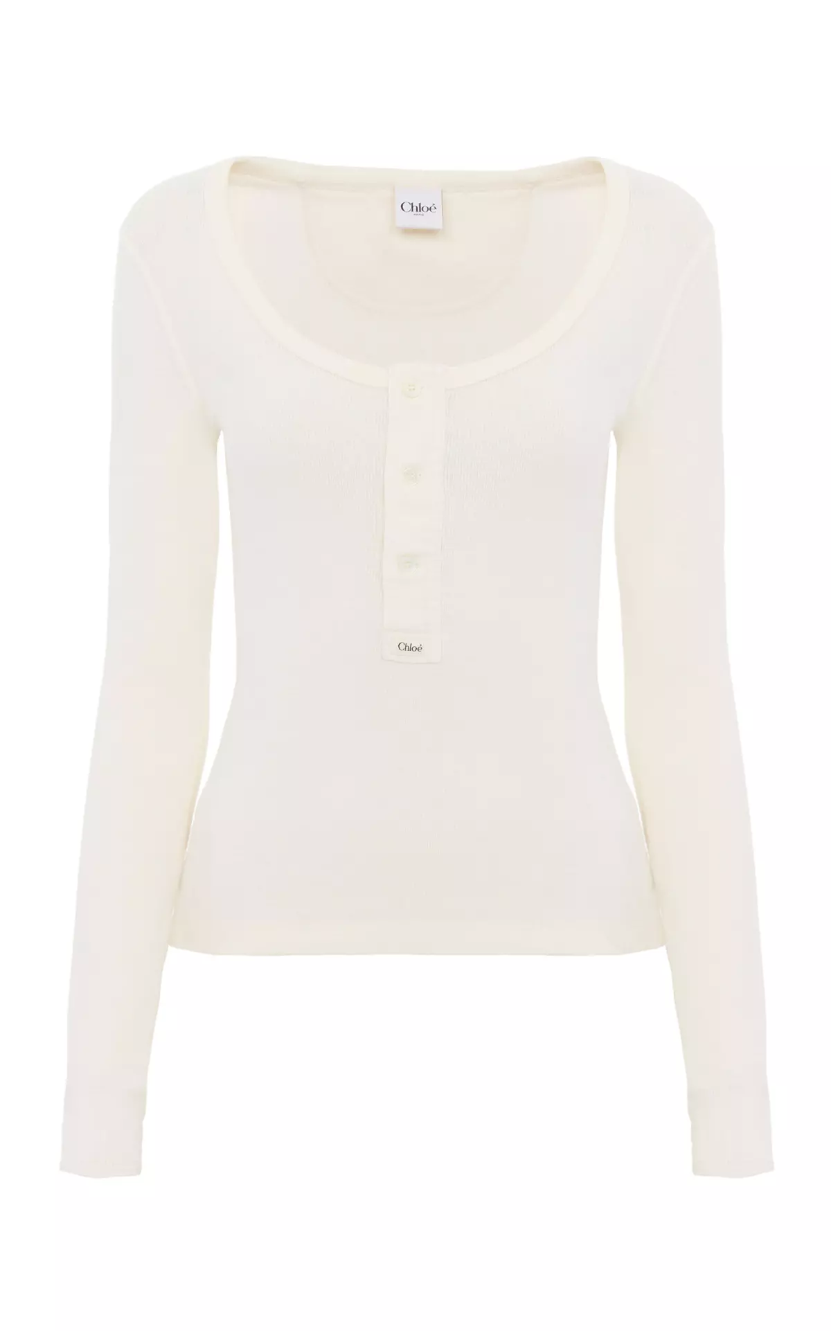 Cotton Jersey Ribbed Henley Top