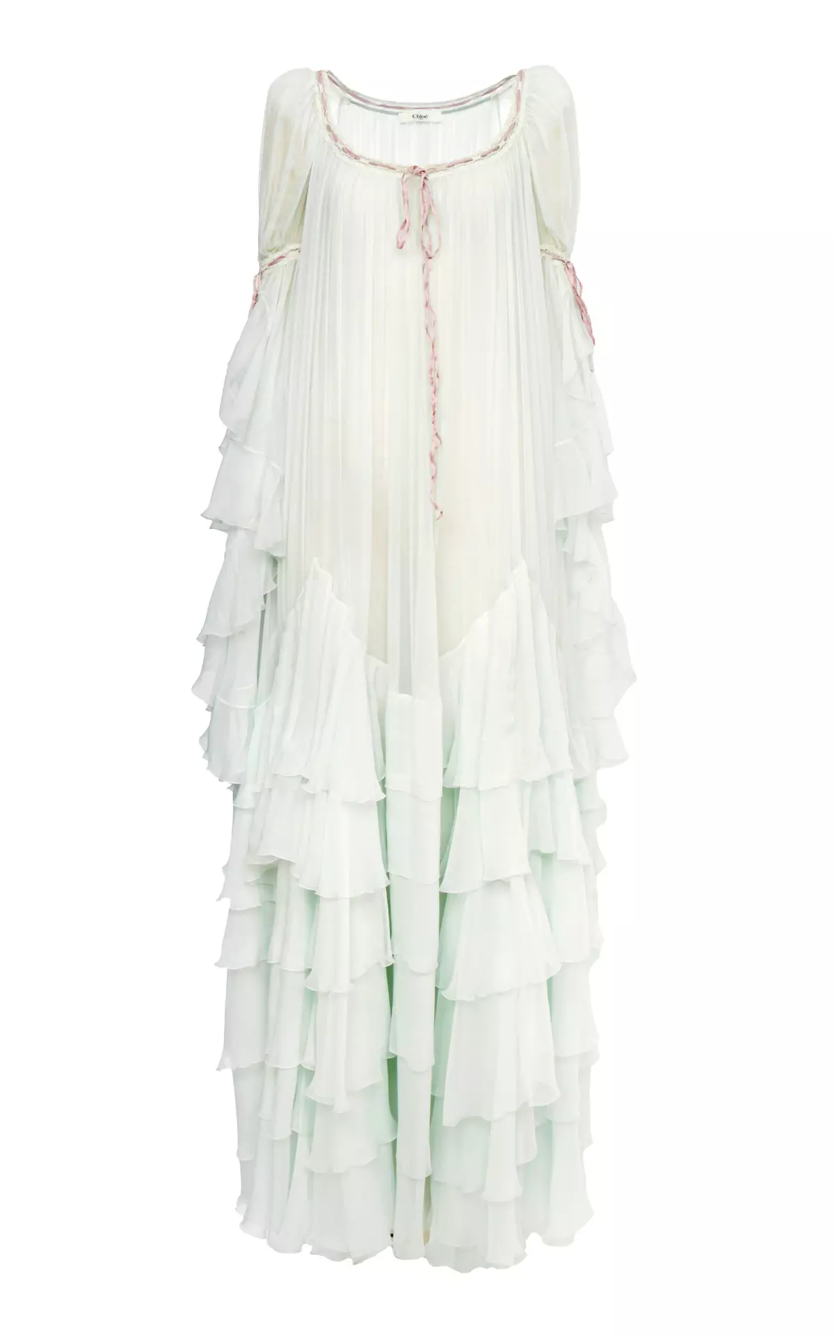 Flou Ruffled Organic Silk Mousseline Gown