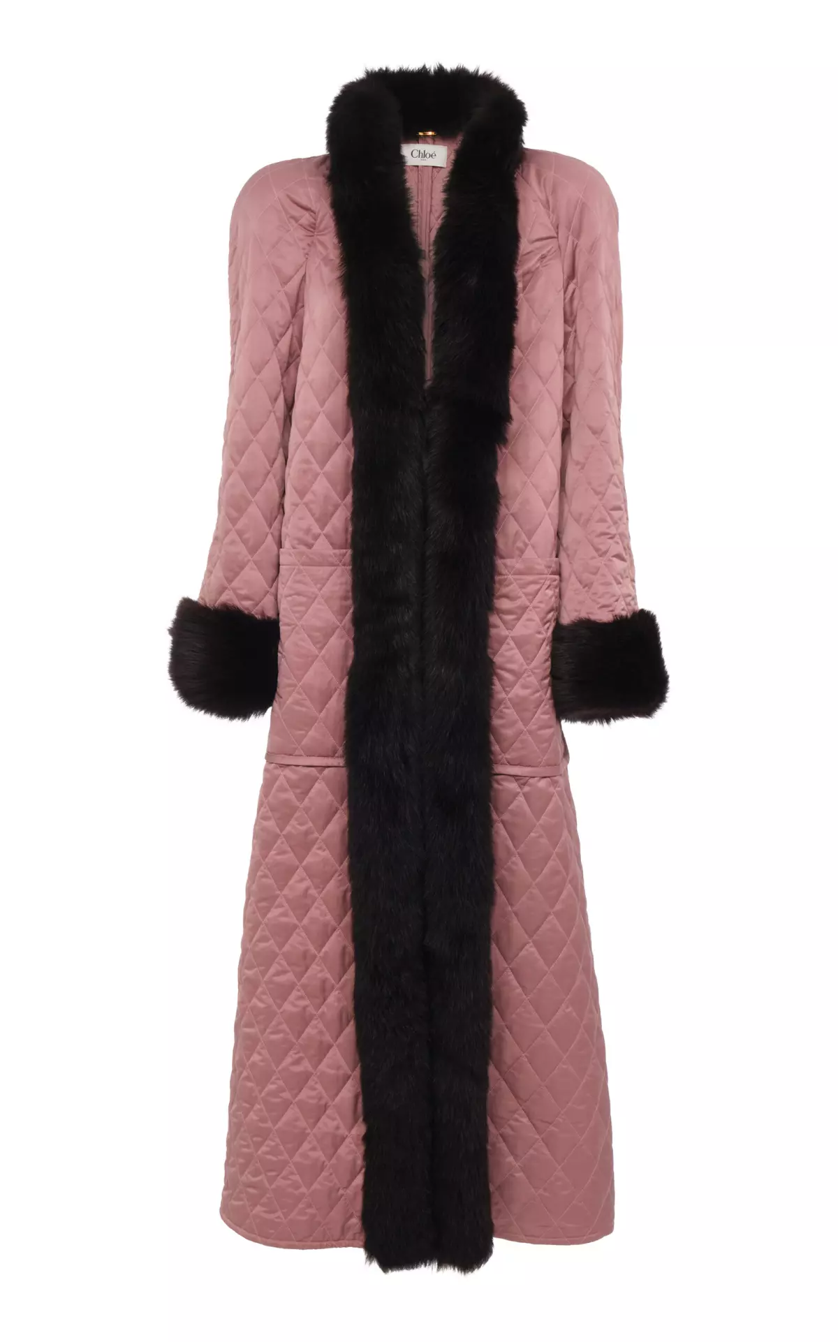 Shearling-Trimmed Technical Satin Coat
