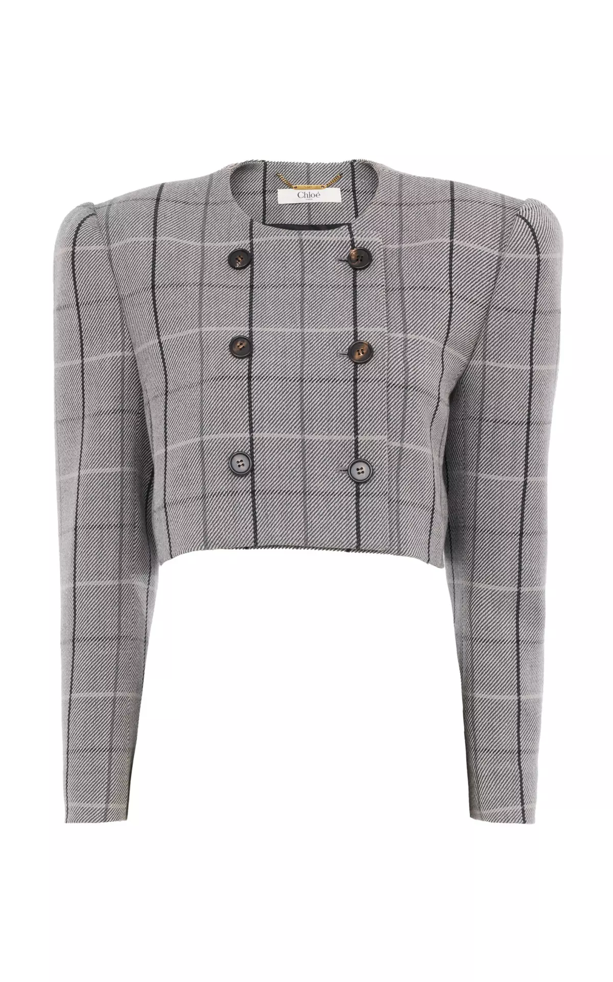 Cropped Wool Checkered Jacket