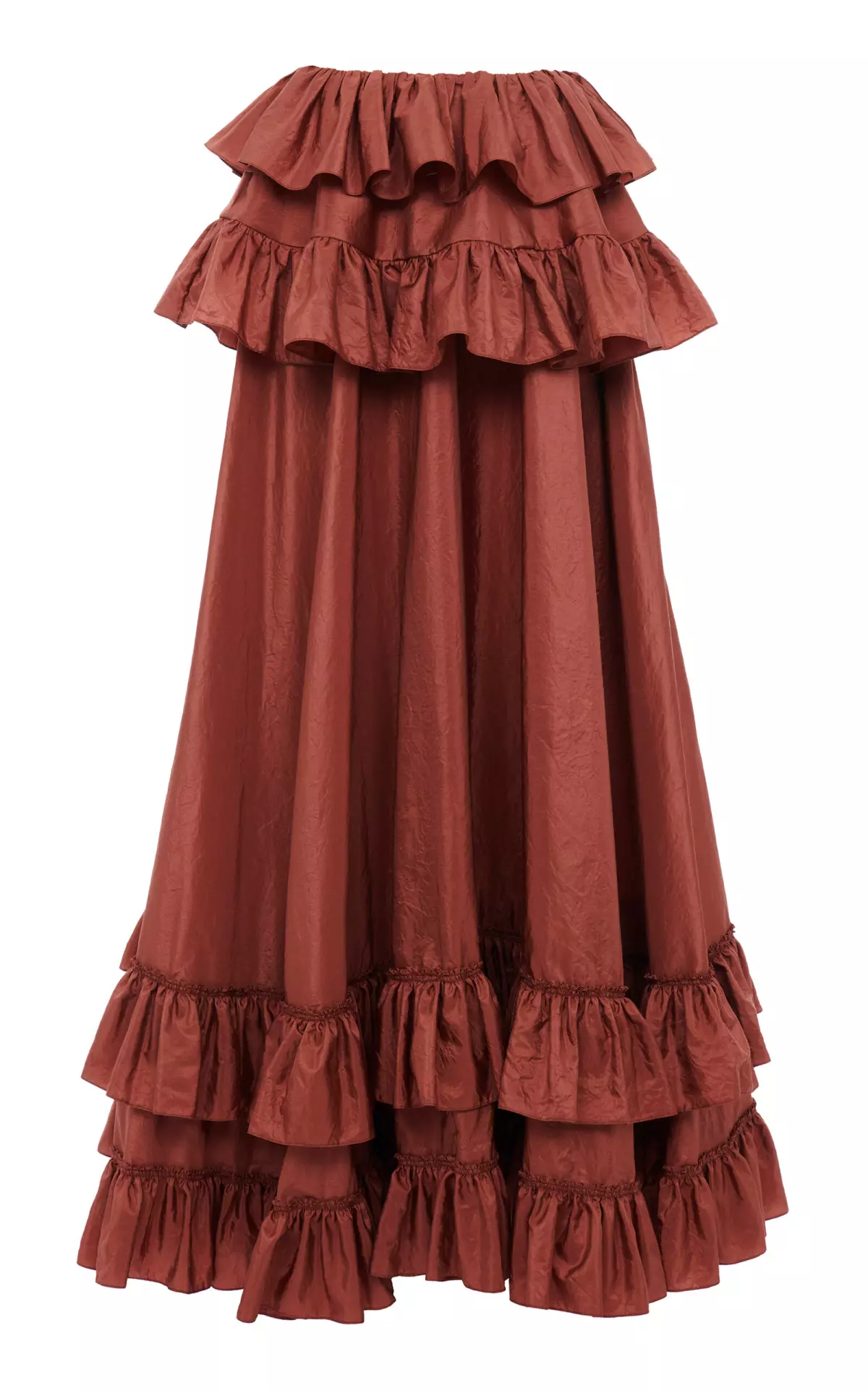 Ruffled Silk Taffeta Maxi Skirt