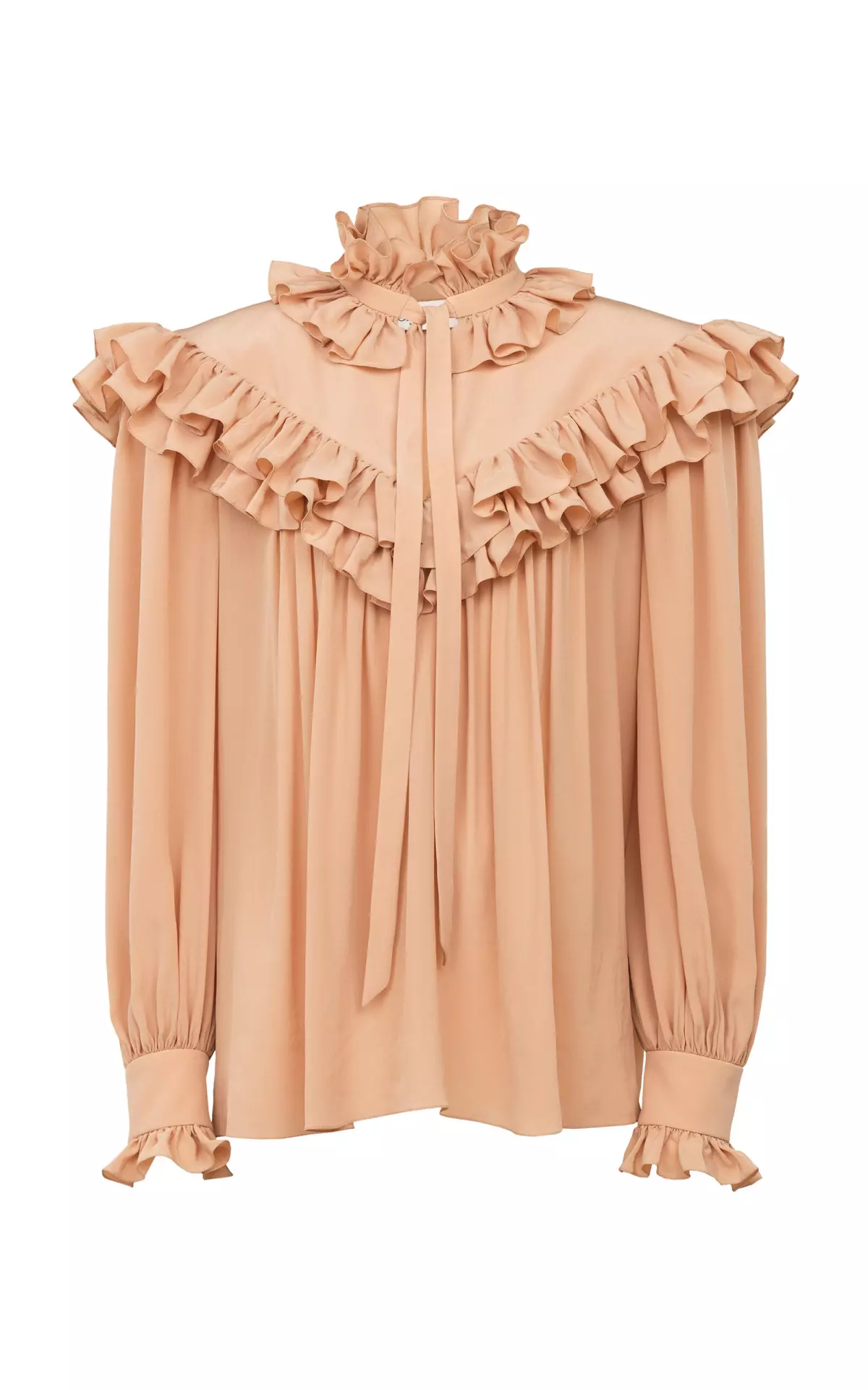 Oversized Ruffled Crepe De Chine Top