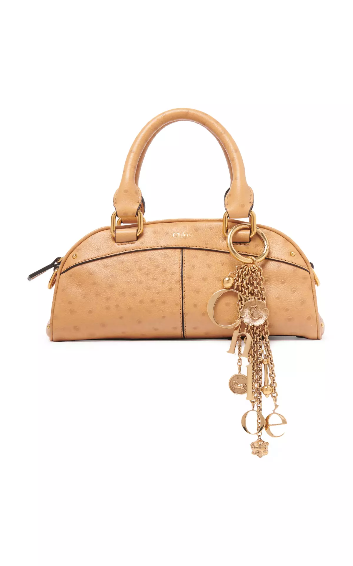 Charm-Detailed Calfskin Bowling Bag