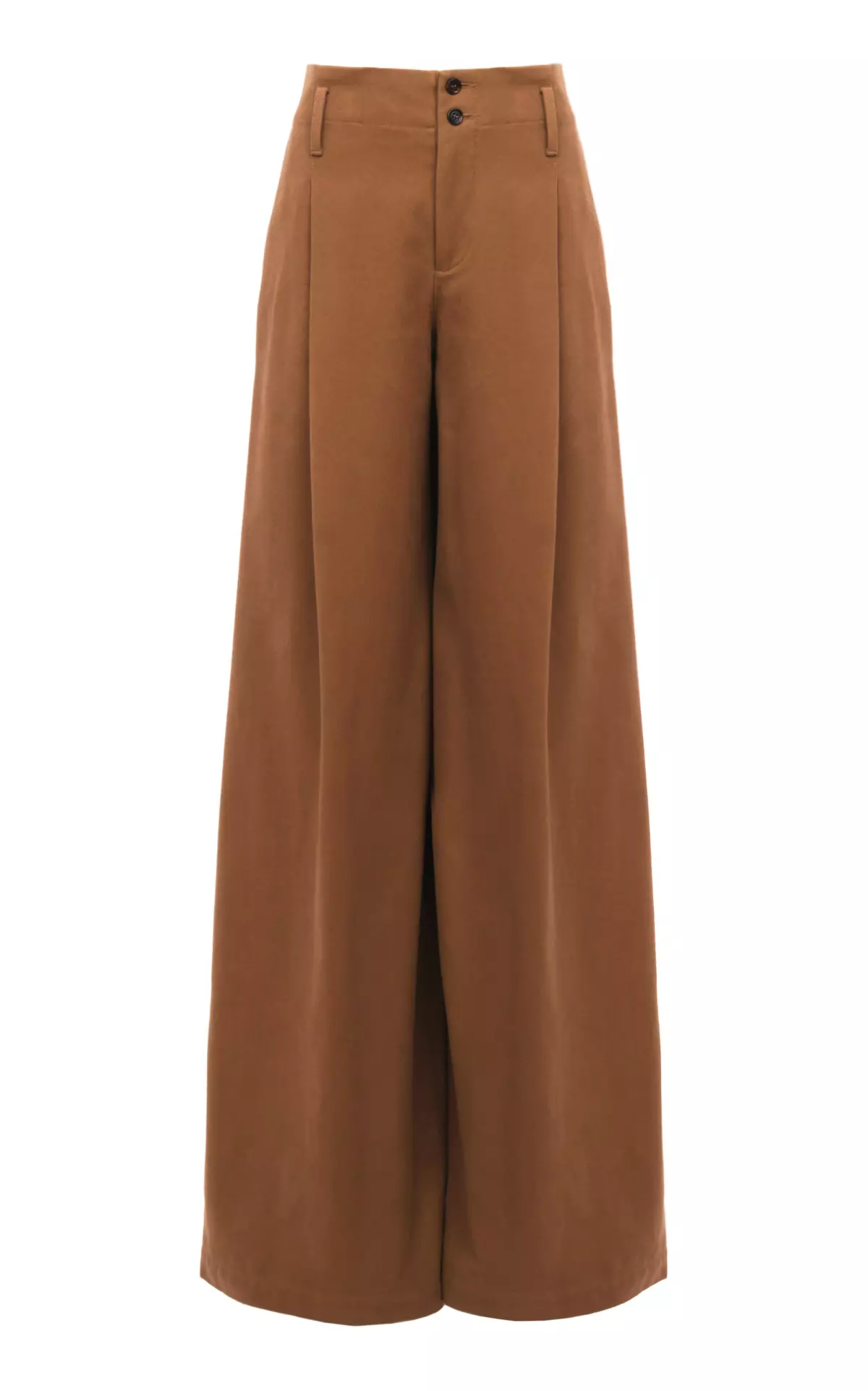 Pleated Organic Cotton Canvas Wide-Leg Pants