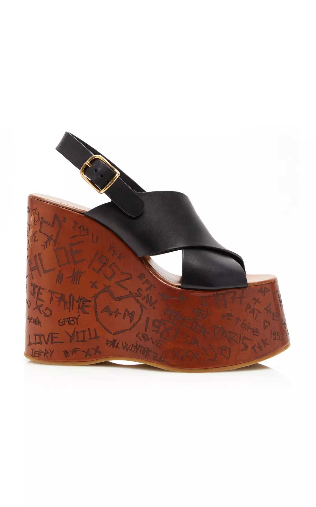 Maxime Carved Leather Wedge Sandals