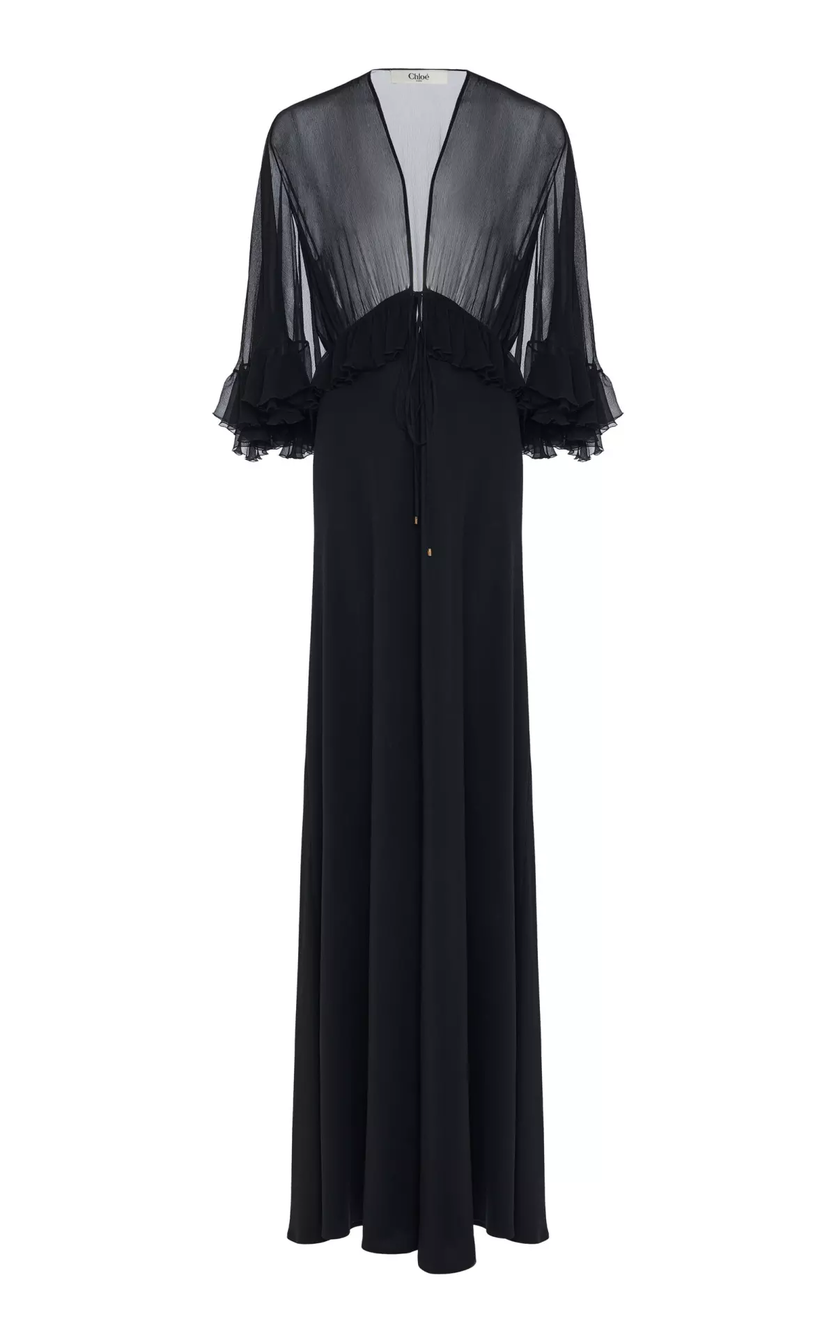 Ruffled Silk Crepe Maxi Dress