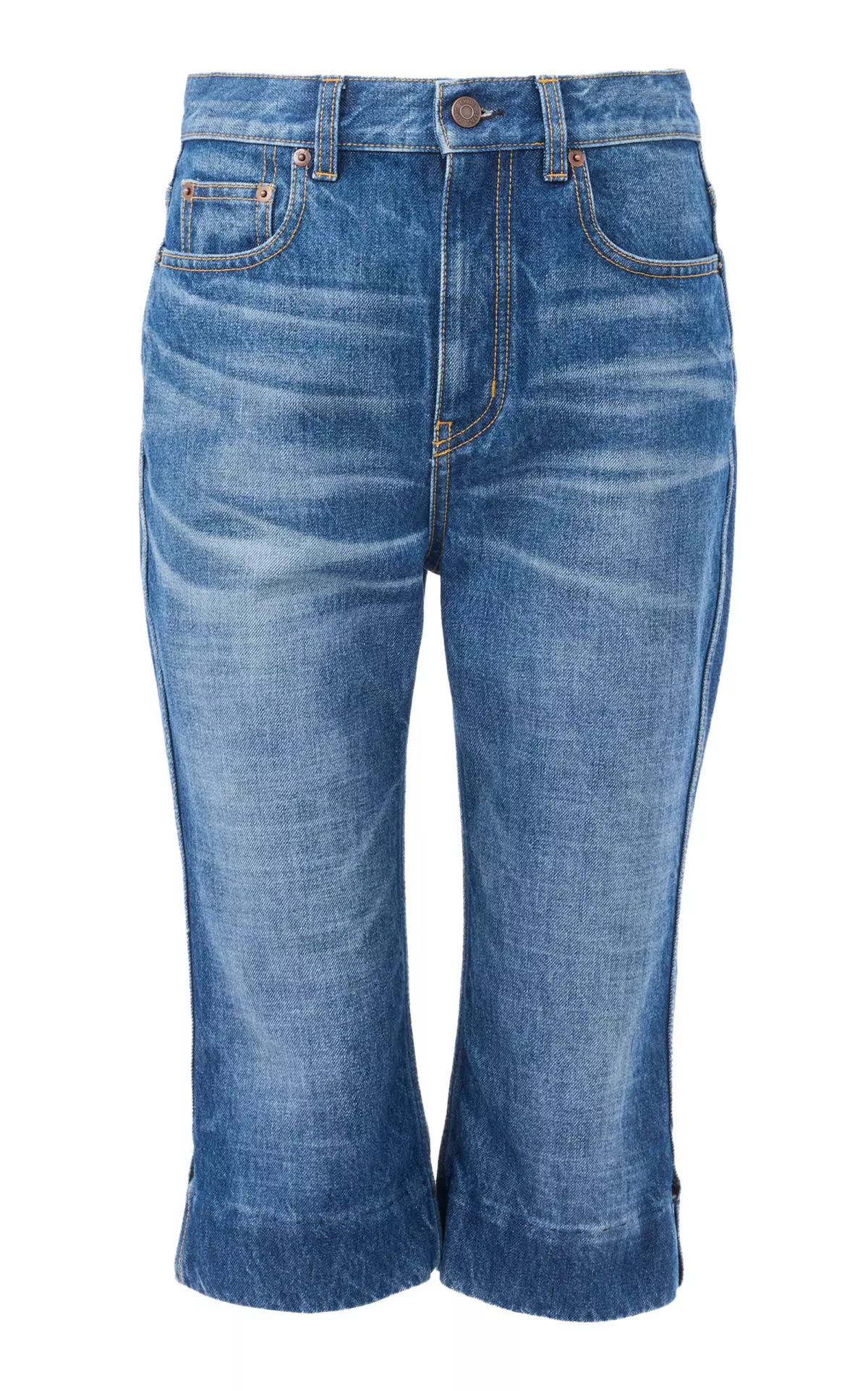 High-Rise Denim Capri Shorts