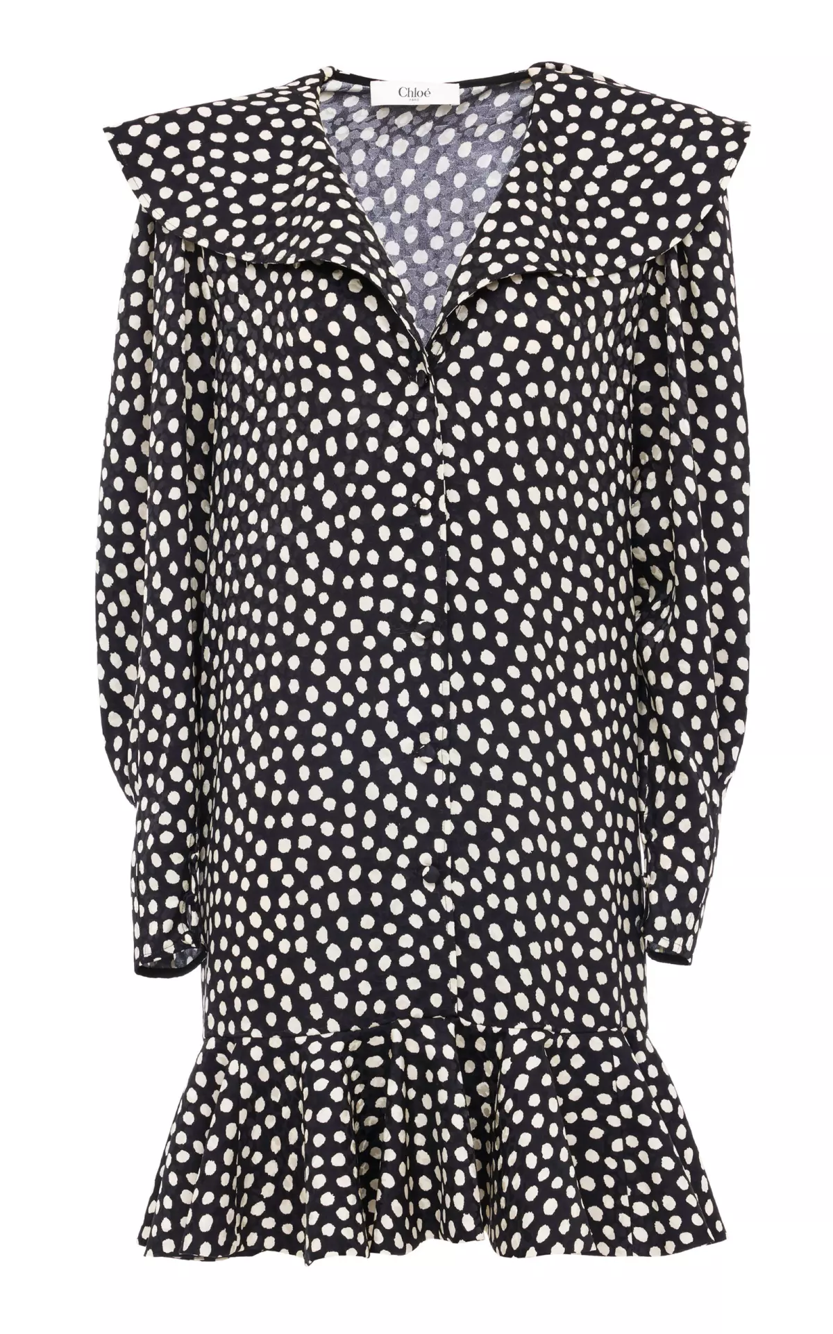 Polka-Dot Silk Jacquard Mini Dress