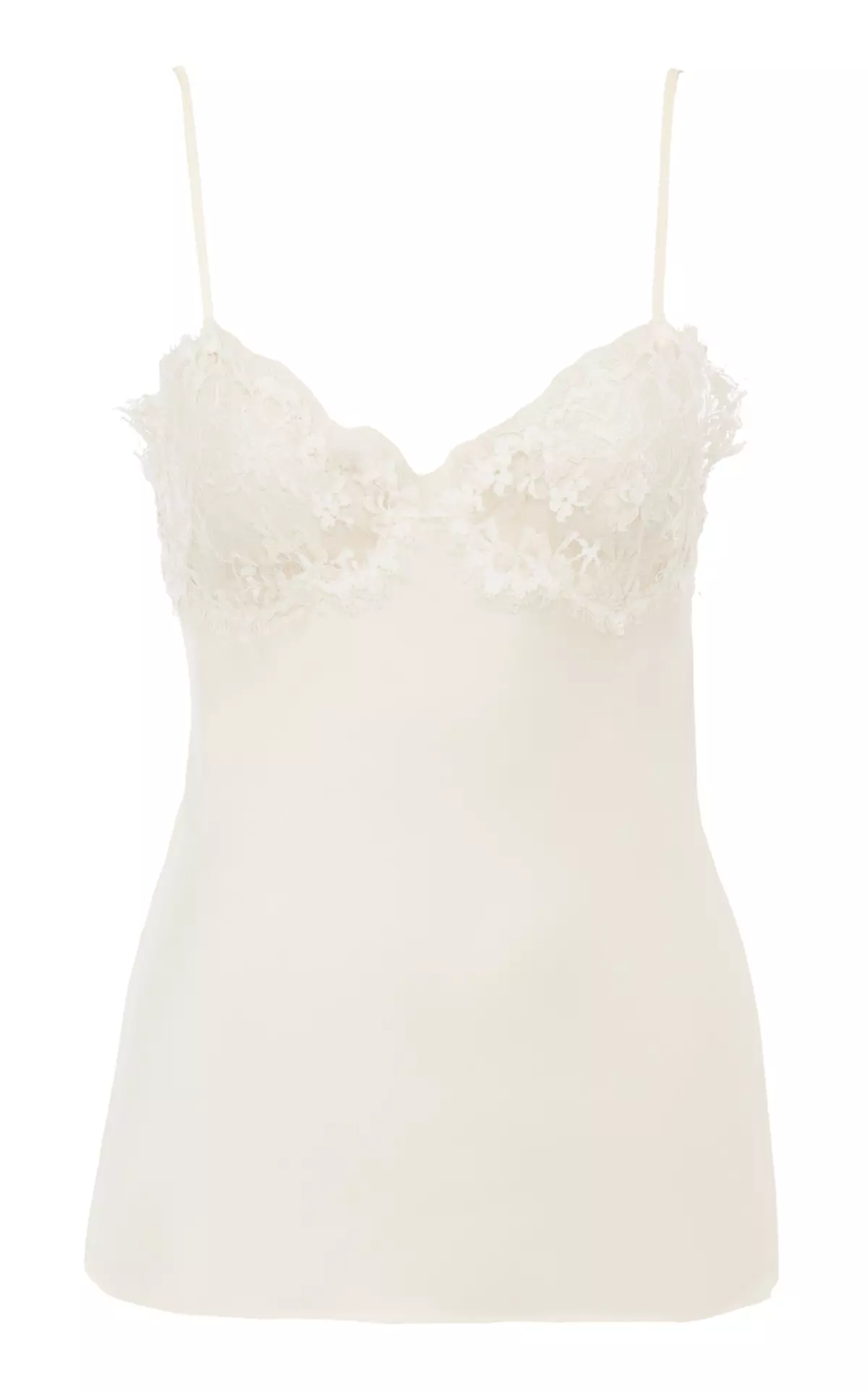 Lace-Trimmed Silk Satin Top