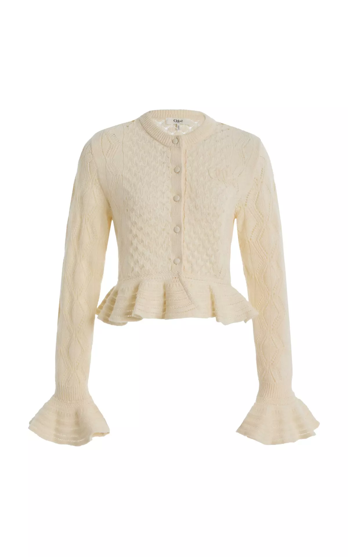 Ruffled Pointelle-Knit Silk-Alpaca Sweater