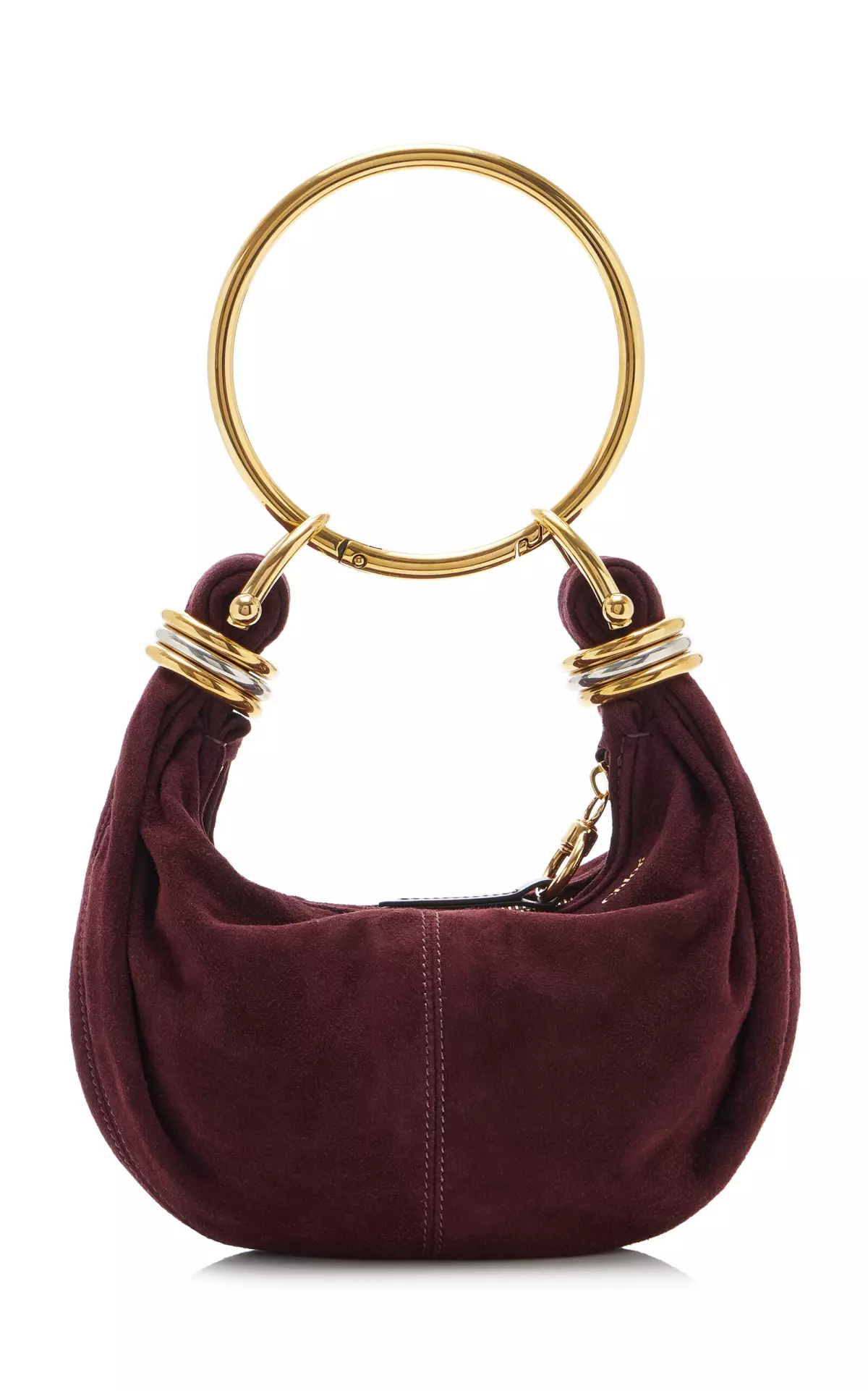 Bracelet-Handle Suede Shoulder Bag