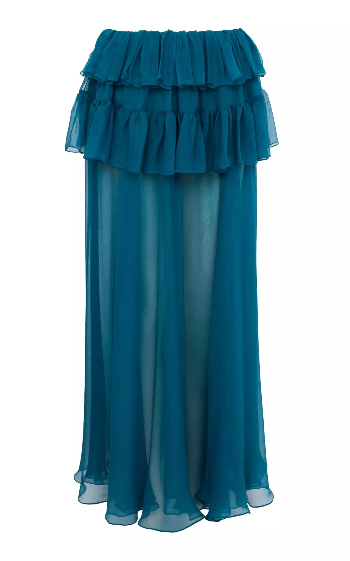 Silk Mousseline Ruffled Maxi Skirt