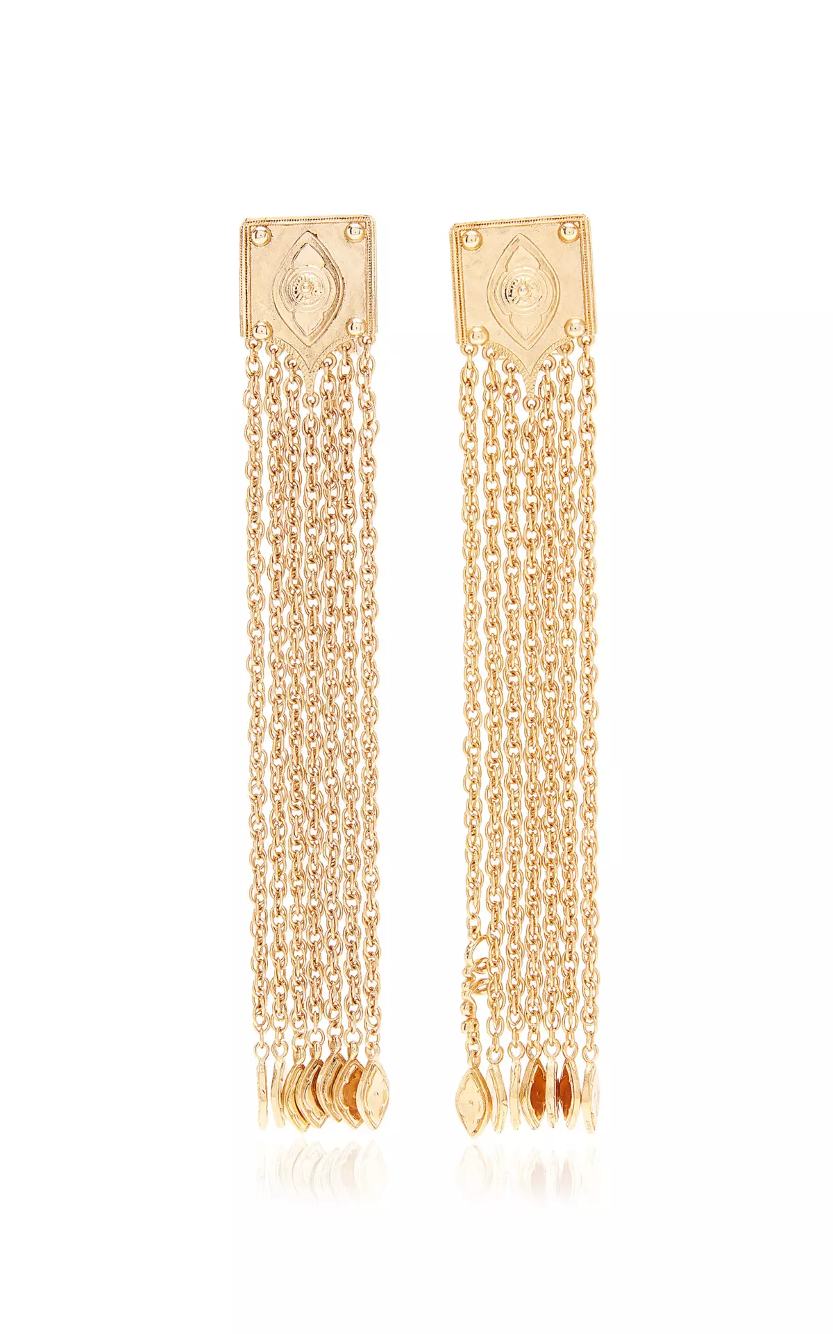 Chain-Fringed Gold-Tone Earrings