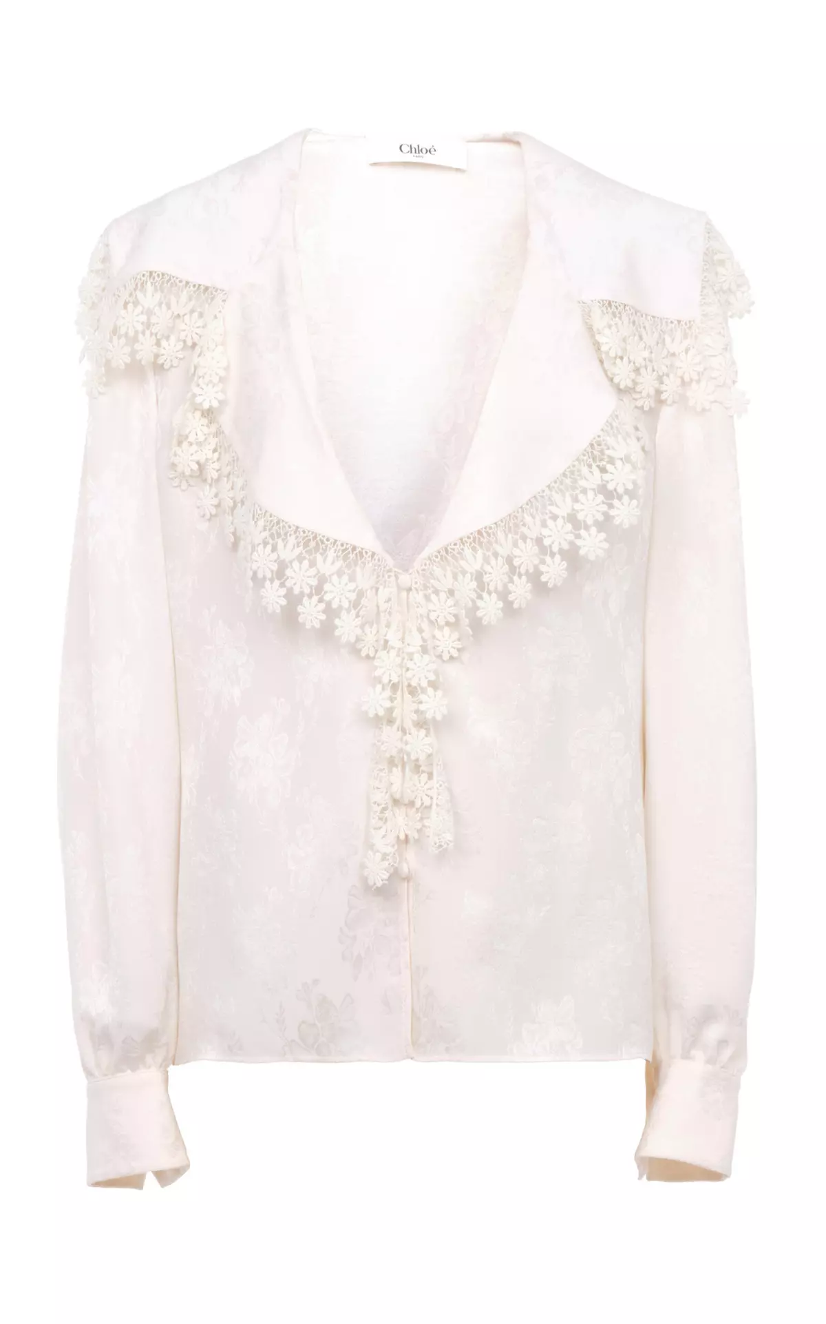 Ruffled Organic Silk-Jacquard Top