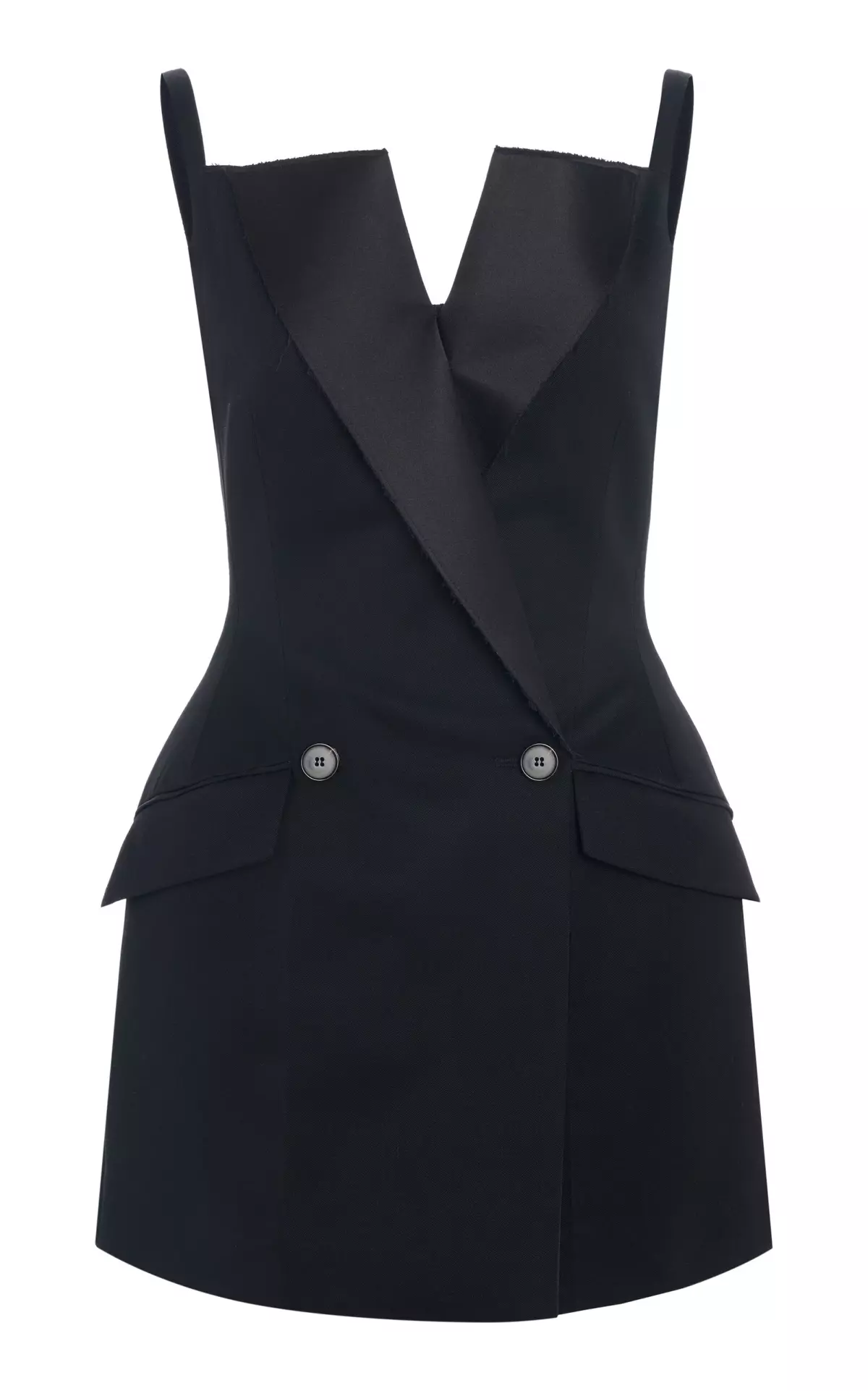 Wool Grain De Poudre Mini Tuxedo Dress
