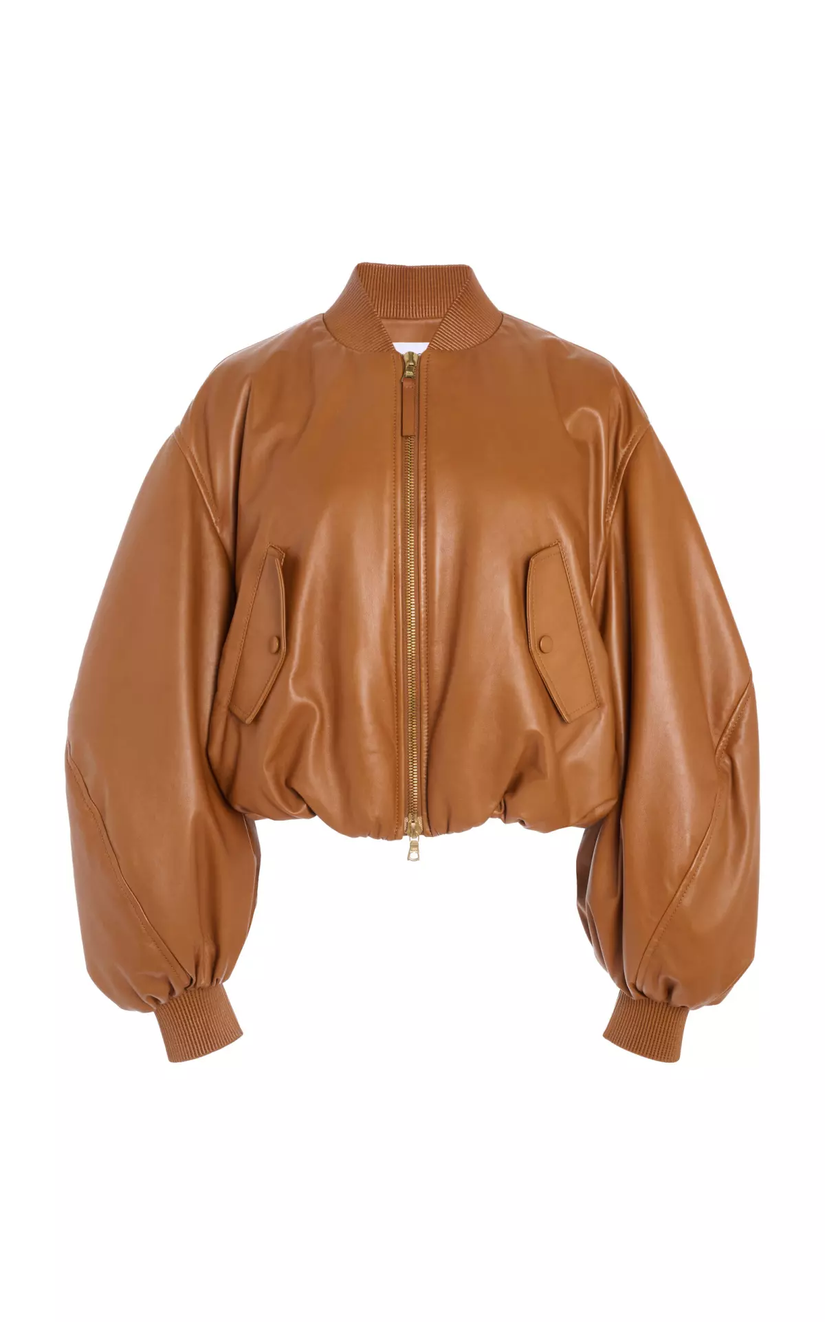 Cropped Leather Cocoon Bomber Jacket