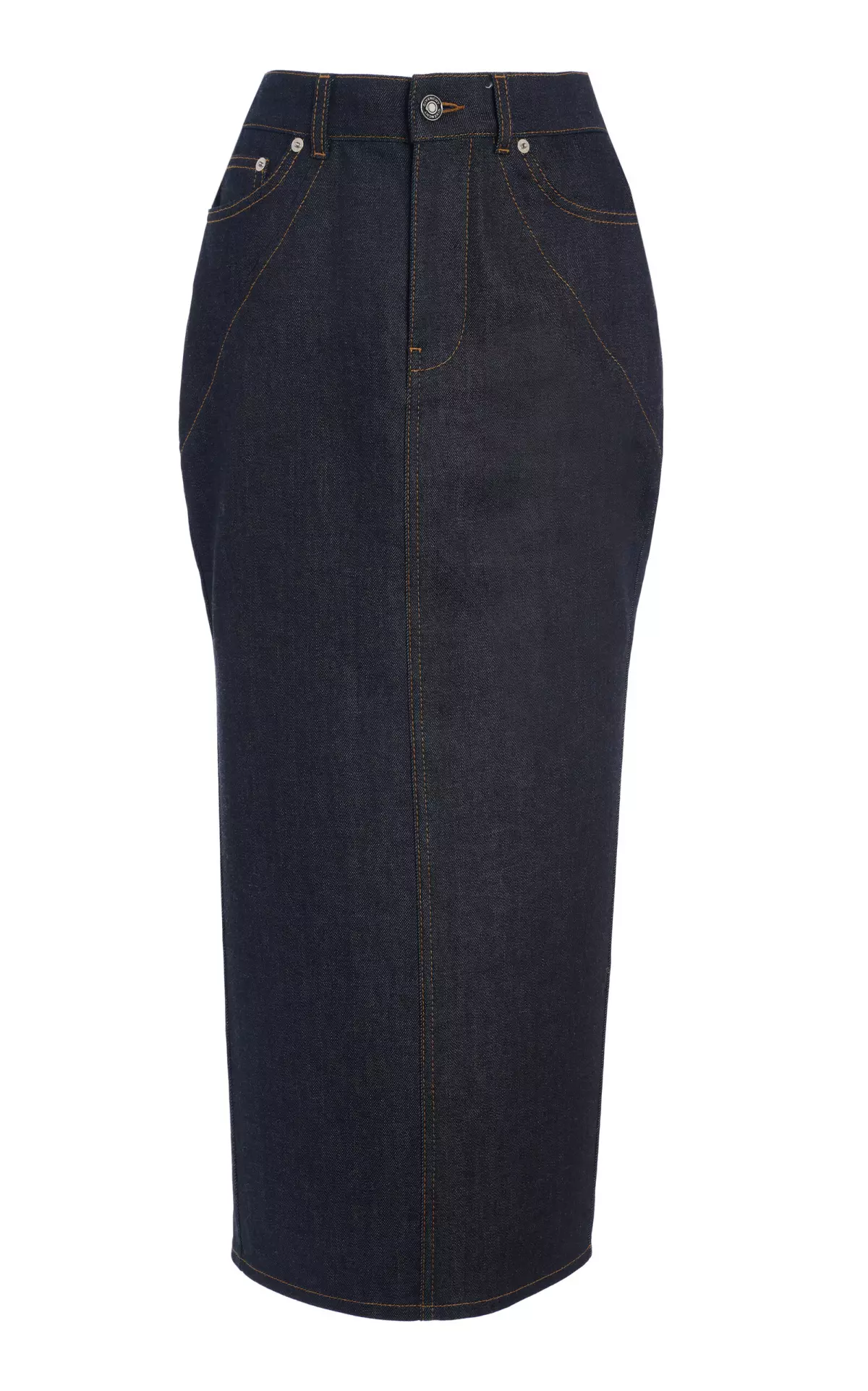 Tailored Denim Midi Skirt